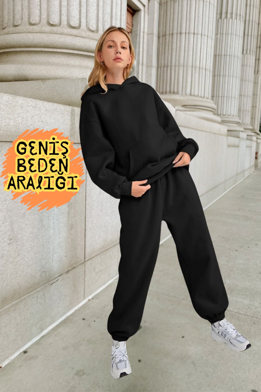 BSBSPOR Baggy Eşofman Altı Jogger Rahat Kesim Yeni Moda Kadın Erkek Siyah Gri