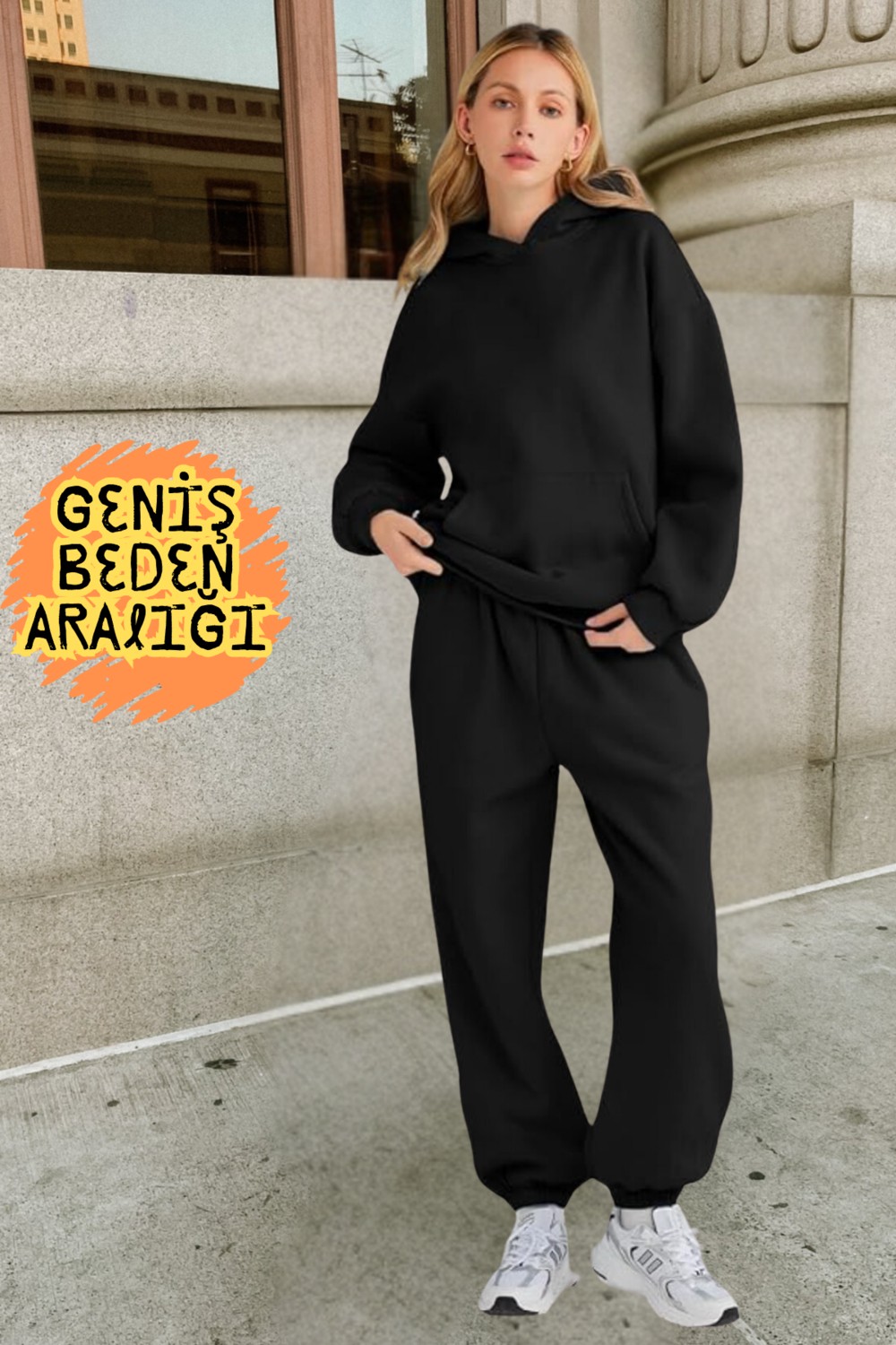 BSBSPOR Baggy Eşofman Altı Jogger Rahat Kesim Yeni Moda Kadın Erkek Siyah Gri görsel 3