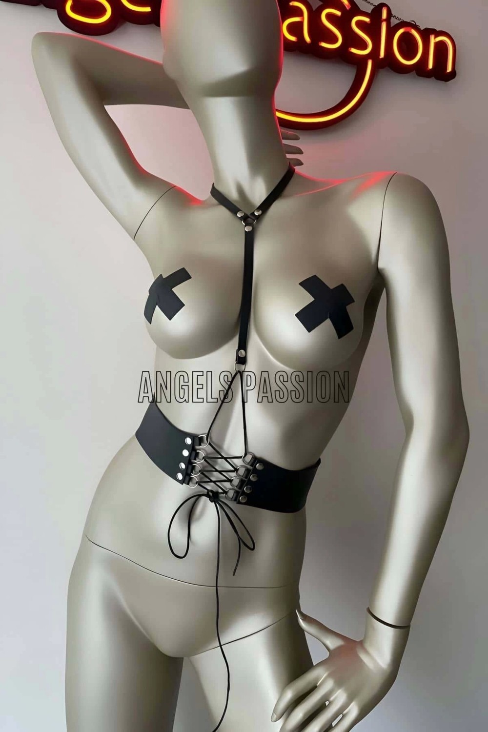 Beruflic Klipsli Deri Korse Harness - Deri Korse Elbise - BRF594 görsel 5