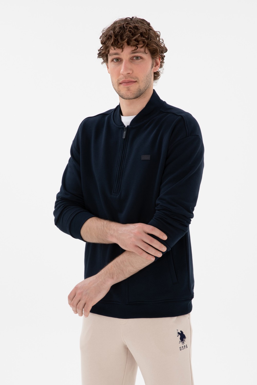 U.S. Polo Assn. Erkek Açık Haki Sweatshirt 50293380-VR183
