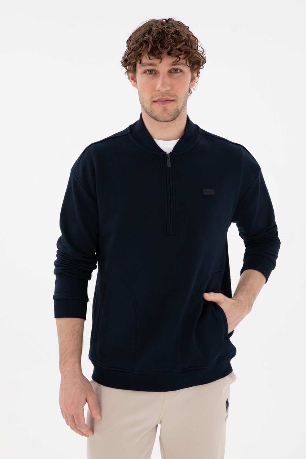 U.S. Polo Assn. Erkek Açık Haki Sweatshirt 50293380-VR183 görsel 3