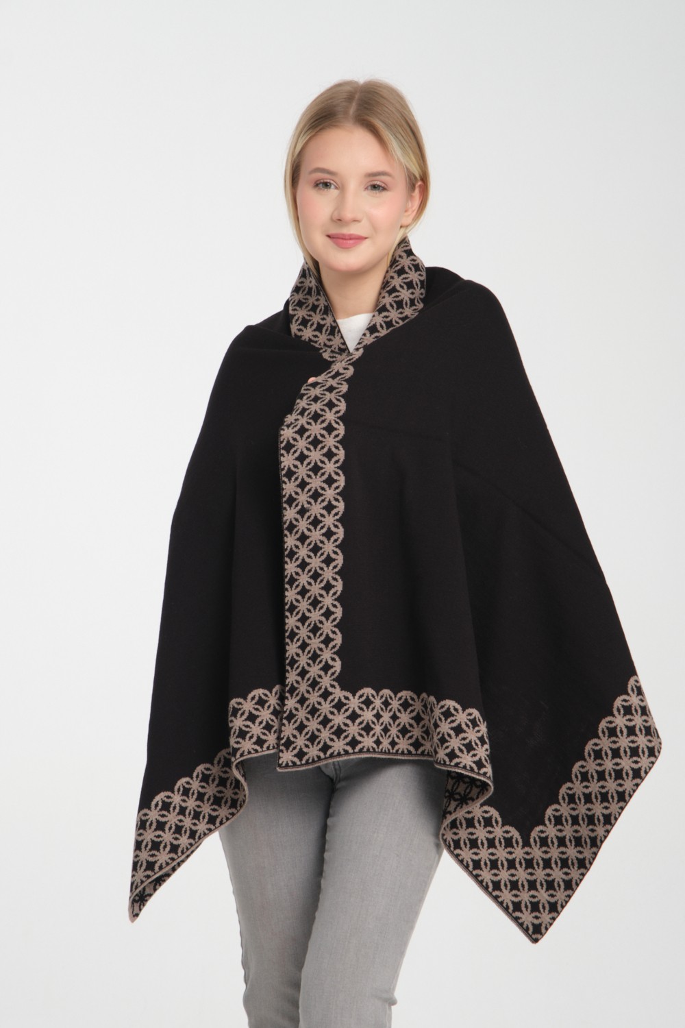 Wega Moda Çift Yönlü Halkalı Desenli Kadın Omuz Şalı Akrilik 75 x 175 cm Şık ve Rahat görsel 7