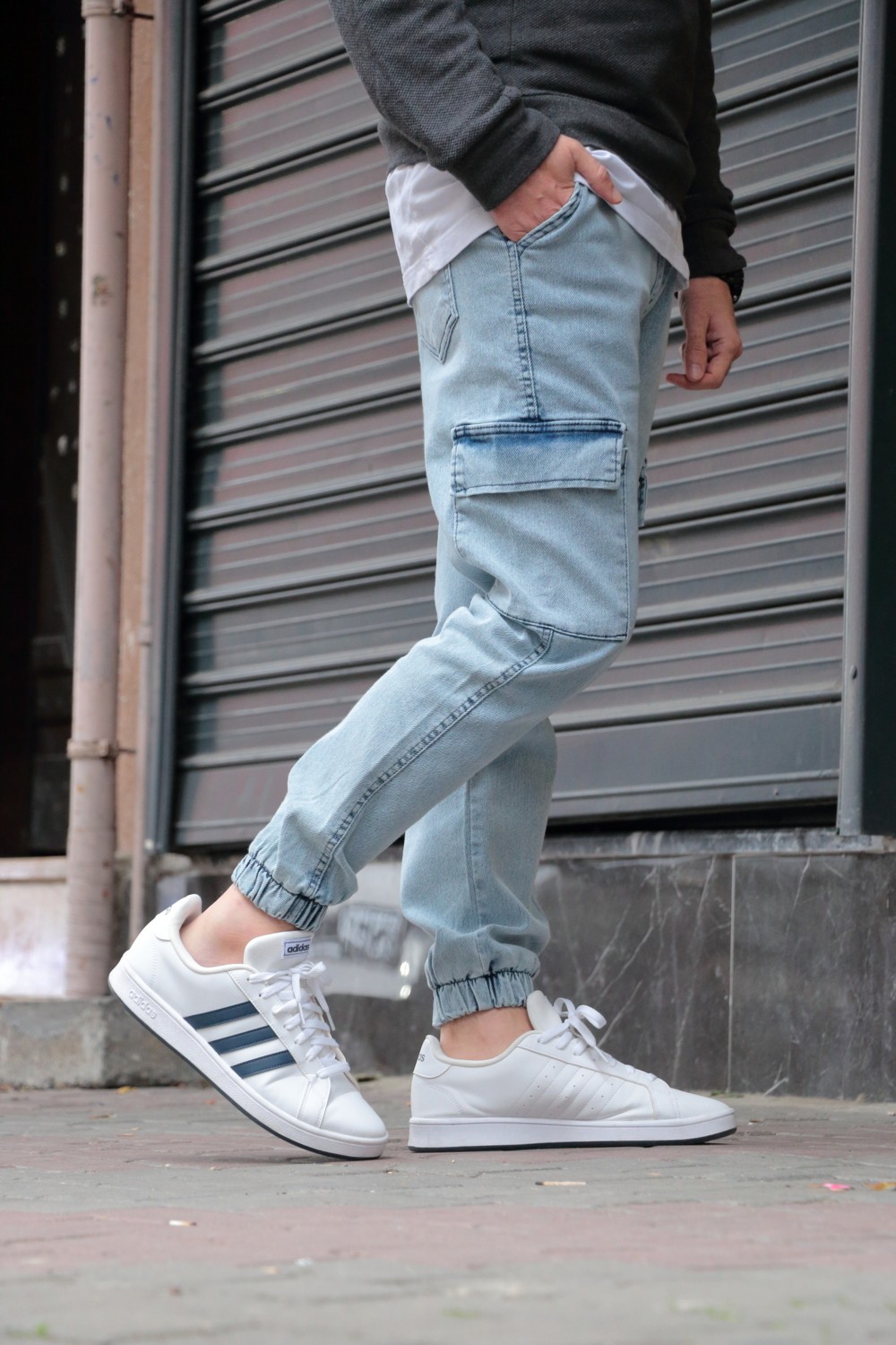 Osyday Erkek Jogger Kargo Cepli Kot Pantolon - Lastikli Bel ve Paça, Yıkamalı Denim