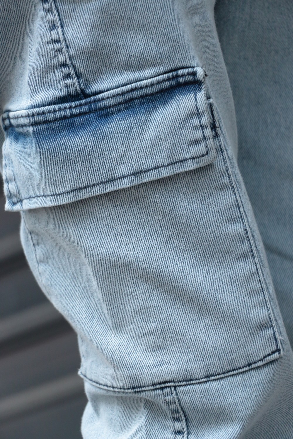 Osyday Erkek Jogger Kargo Cepli Kot Pantolon - Lastikli Bel ve Paça, Yıkamalı Denim görsel 3