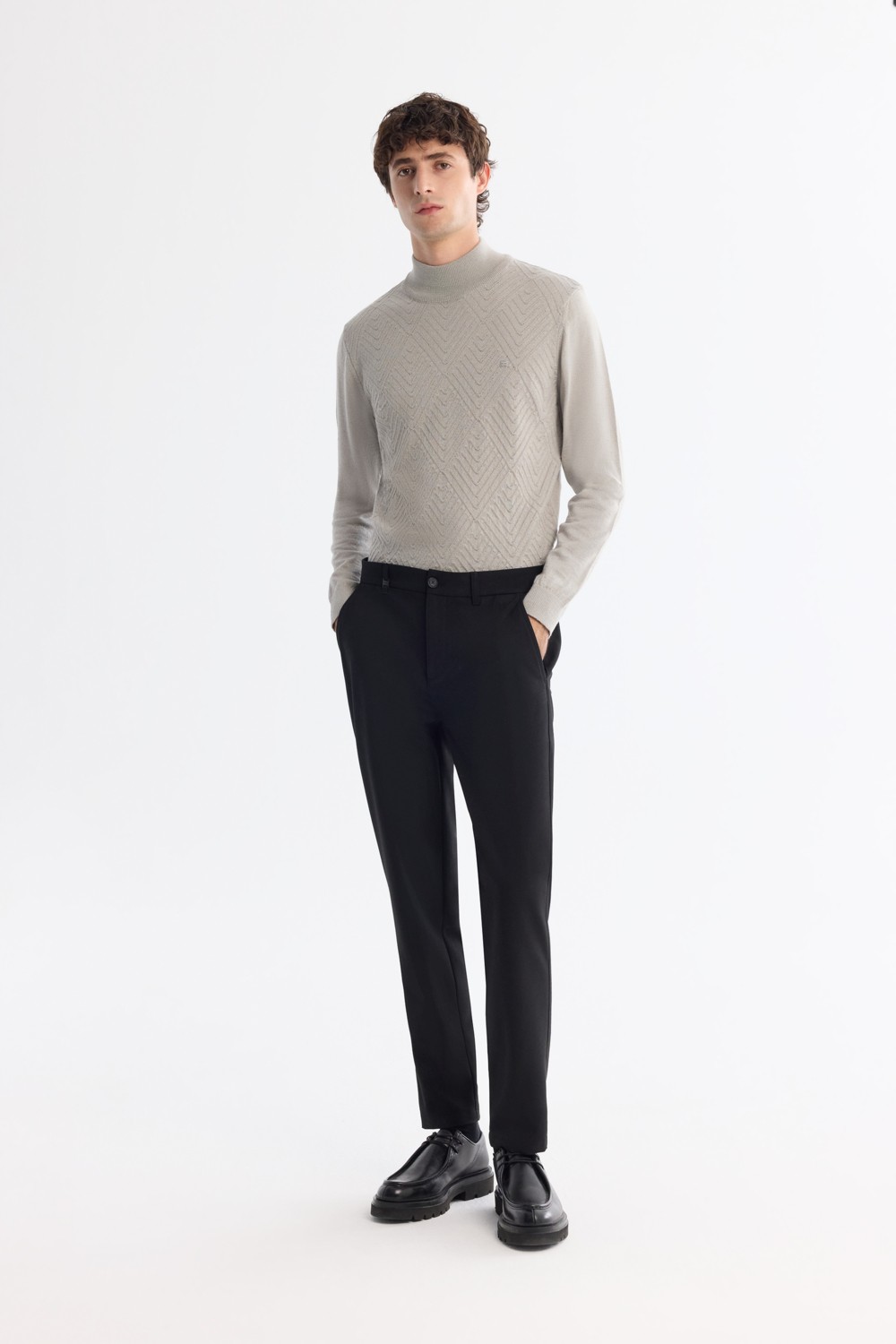 AVVA Erkek Siyah Klasik Bel Kolay Ütülenen Chino Slim Fit Pantolon B003035 görsel 7