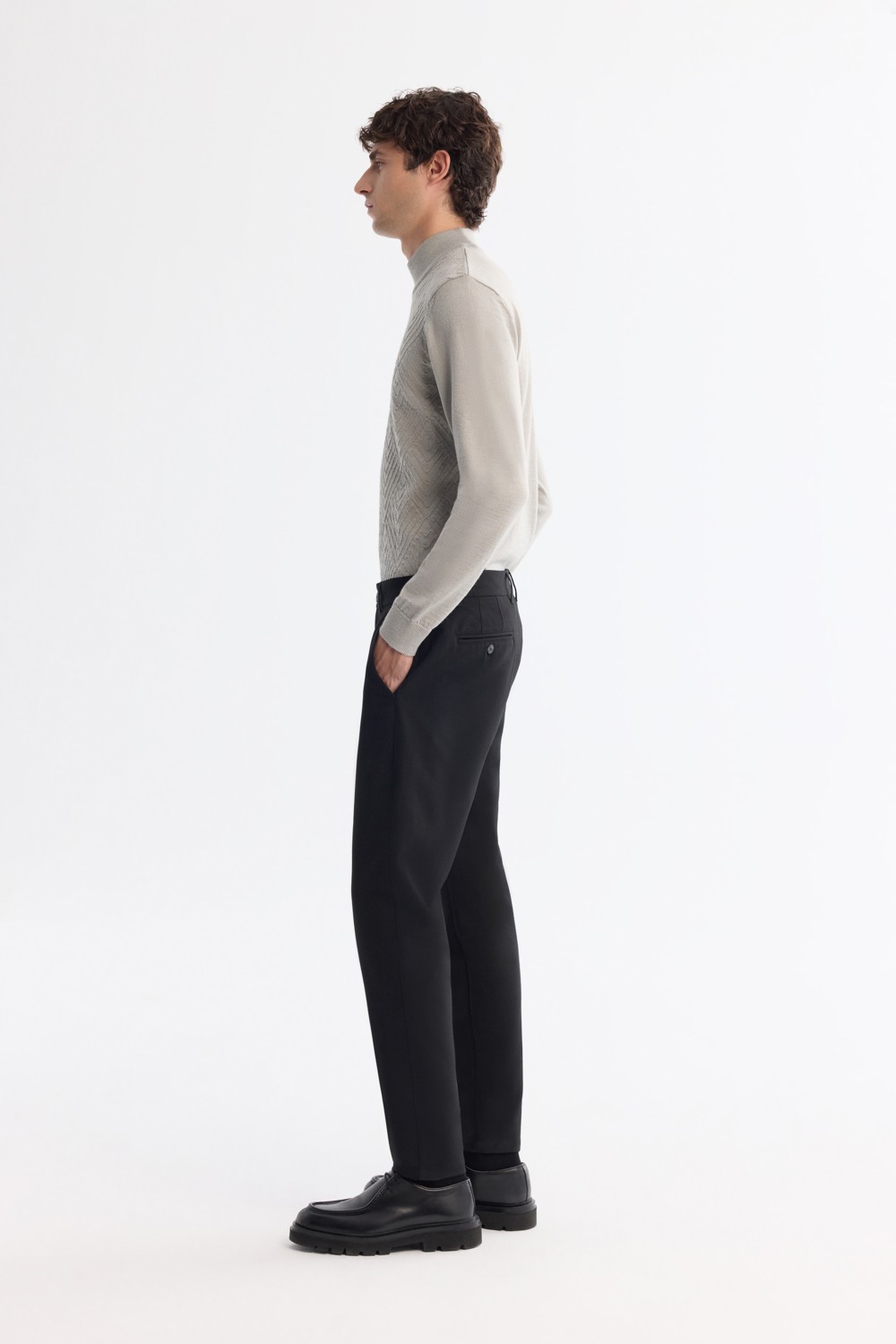 AVVA Erkek Siyah Klasik Bel Kolay Ütülenen Chino Slim Fit Pantolon B003035 görsel 8