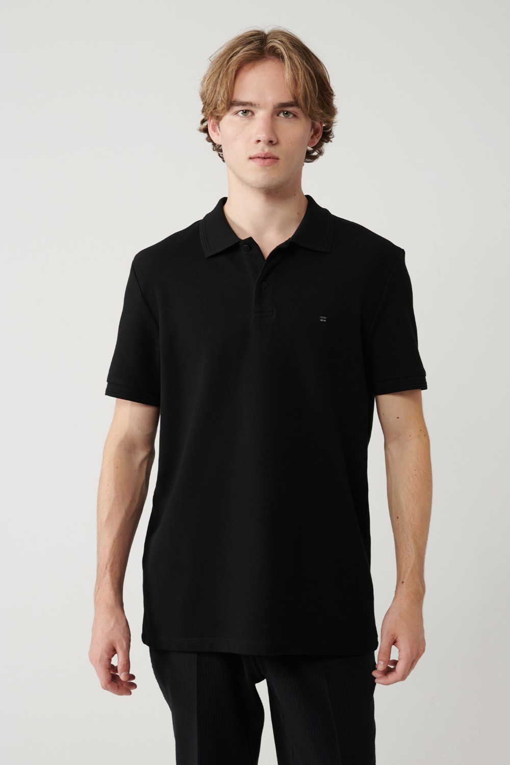 AVVA Erkek Antrasit Kıvrılmaz Polo Yaka %100 Pamuk Basic Regular Fit T-Shirt B001032