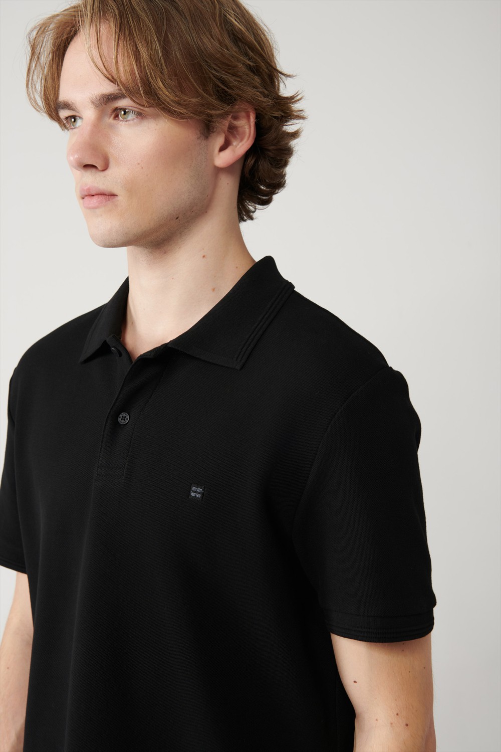 AVVA Erkek Antrasit Kıvrılmaz Polo Yaka %100 Pamuk Basic Regular Fit T-Shirt B001032 görsel 8