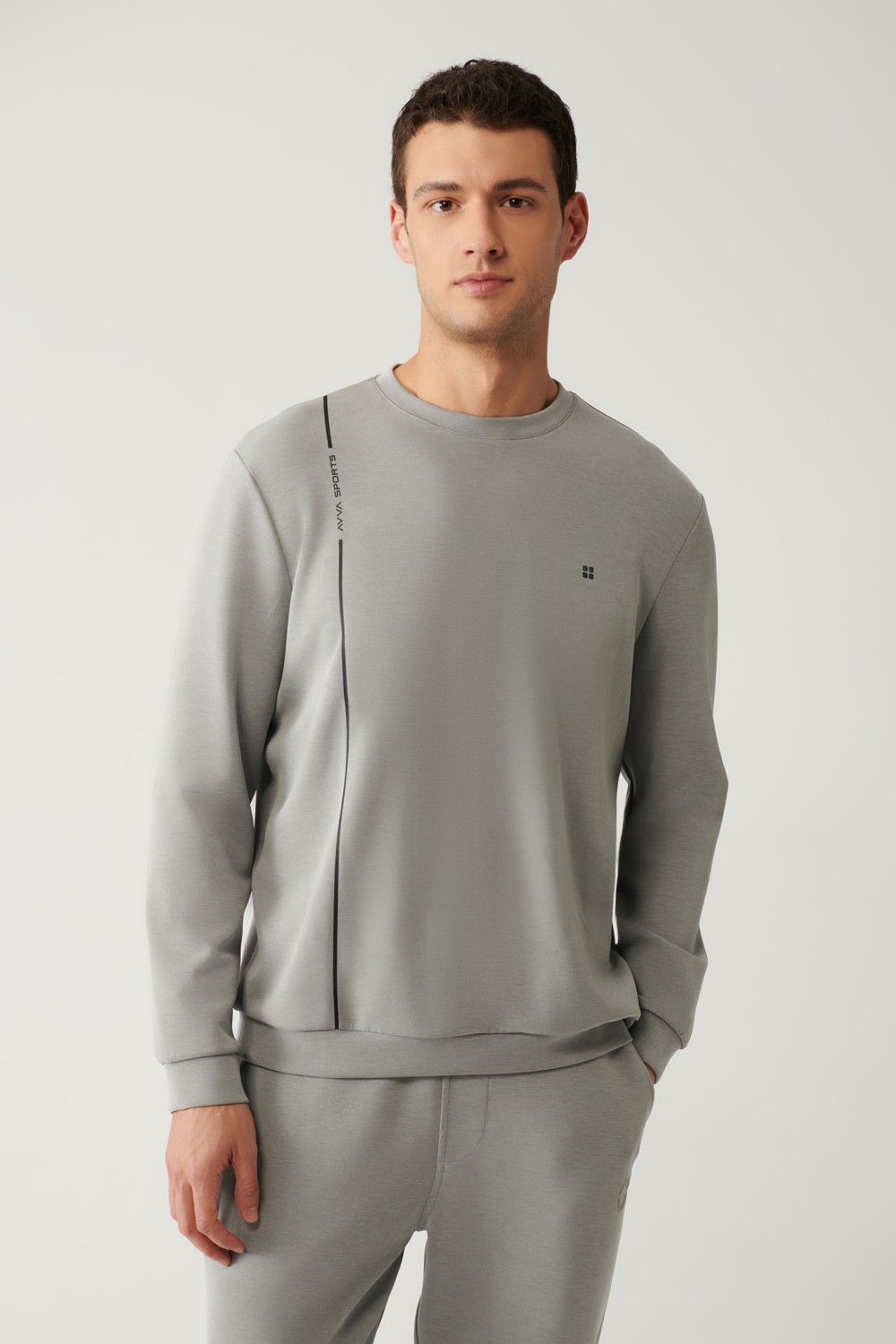 AVVA Erkek Antrasit Bisiklet Yaka Baskılı Soft Touch Regular Fit Sweatshirt A41Y1224 görsel 7