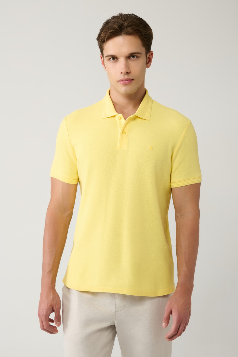 AVVA Erkek Antrasit Kıvrılmaz Polo Yaka %100 Pamuk Basic Regular Fit T-Shirt B001032