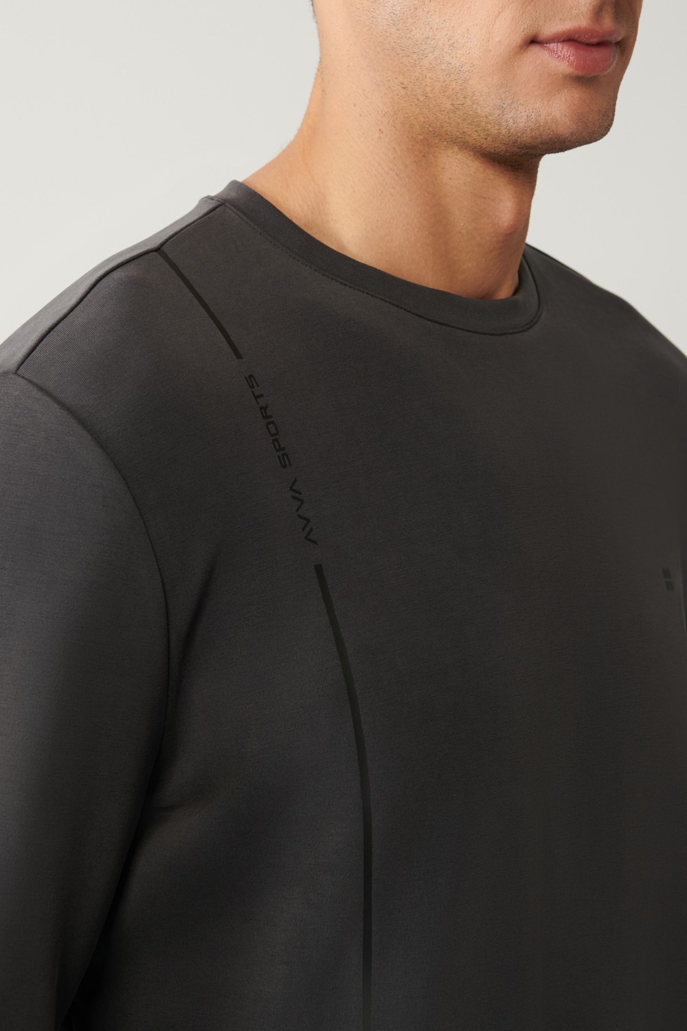 AVVA Erkek Antrasit Bisiklet Yaka Baskılı Soft Touch Regular Fit Sweatshirt A41Y1224 görsel 5