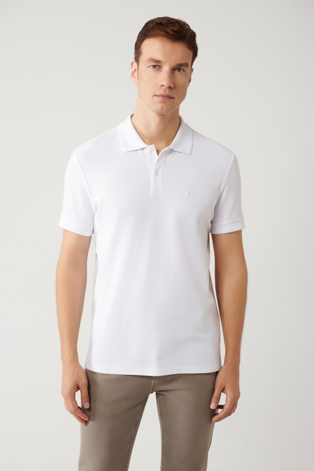 AVVA Erkek Antrasit Kıvrılmaz Polo Yaka %100 Pamuk Basic Regular Fit T-Shirt B001032 görsel 3