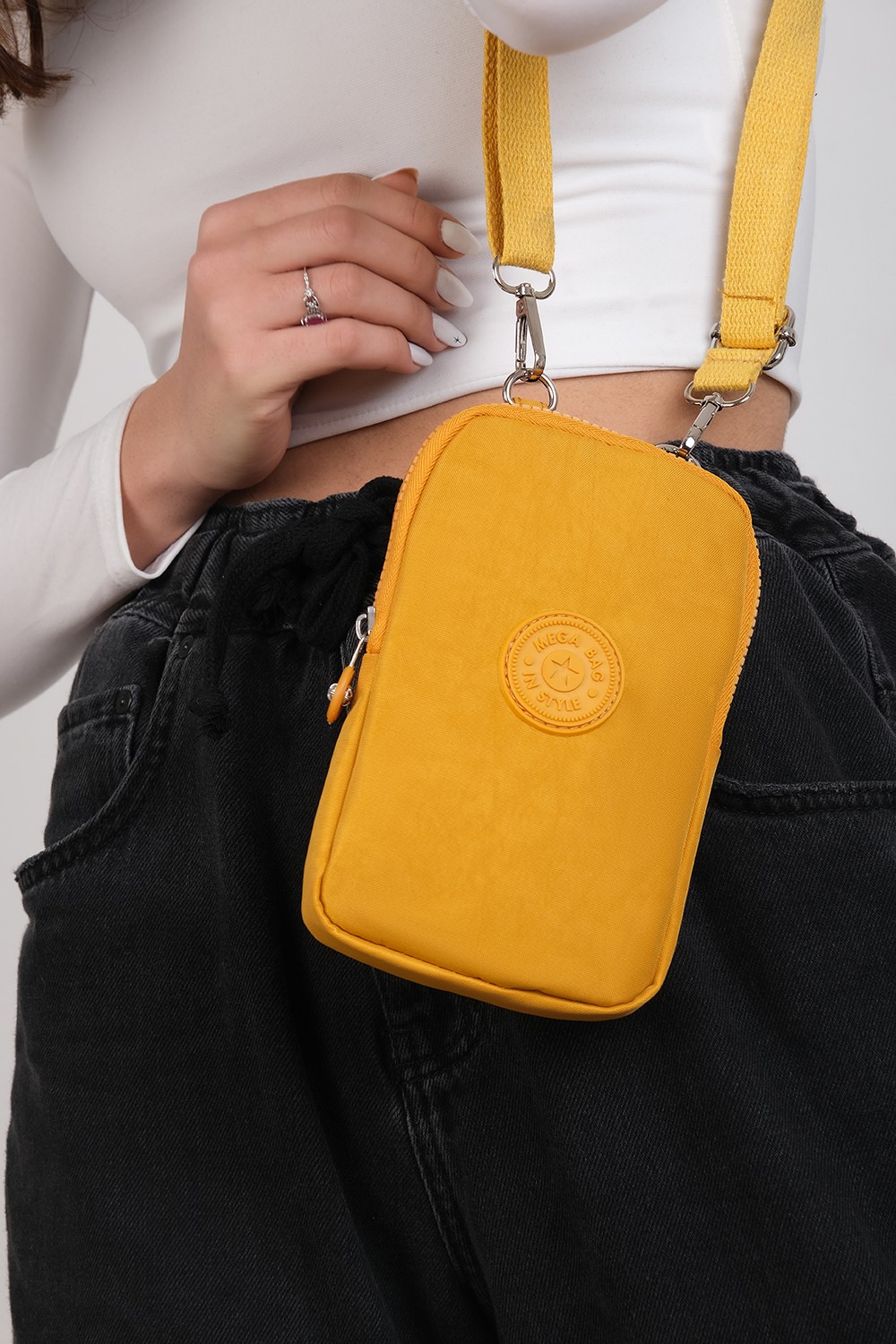 Mega Bag M 226 Mega Bag Krinkıl Kumaş Küçük Omuz Çantası, Telefonluk görsel 2