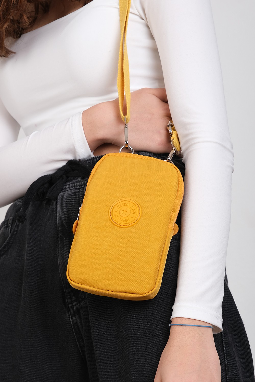Mega Bag M 226 Mega Bag Krinkıl Kumaş Küçük Omuz Çantası, Telefonluk görsel 3