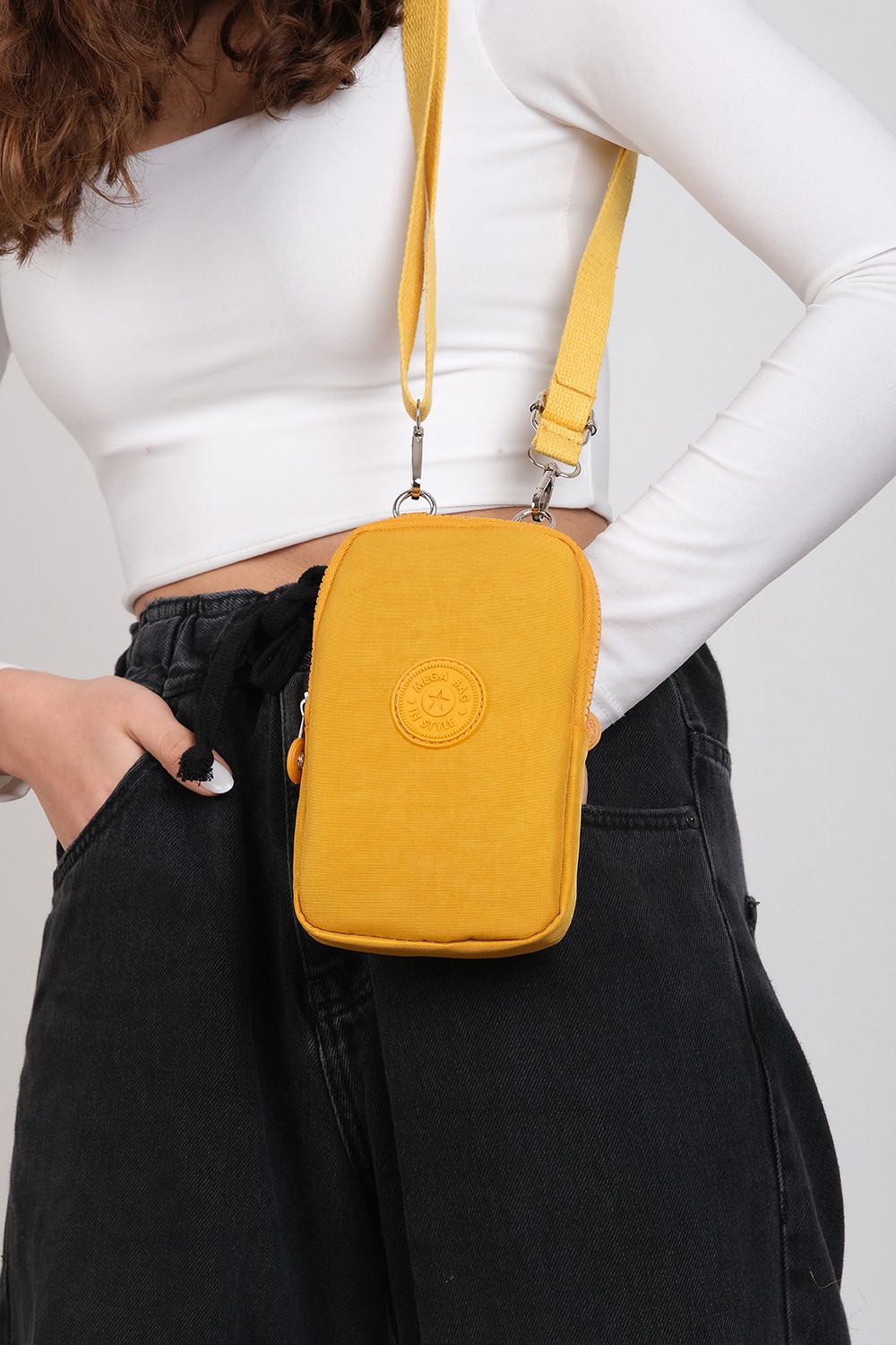 Mega Bag M 226 Mega Bag Krinkıl Kumaş Küçük Omuz Çantası, Telefonluk görsel 4