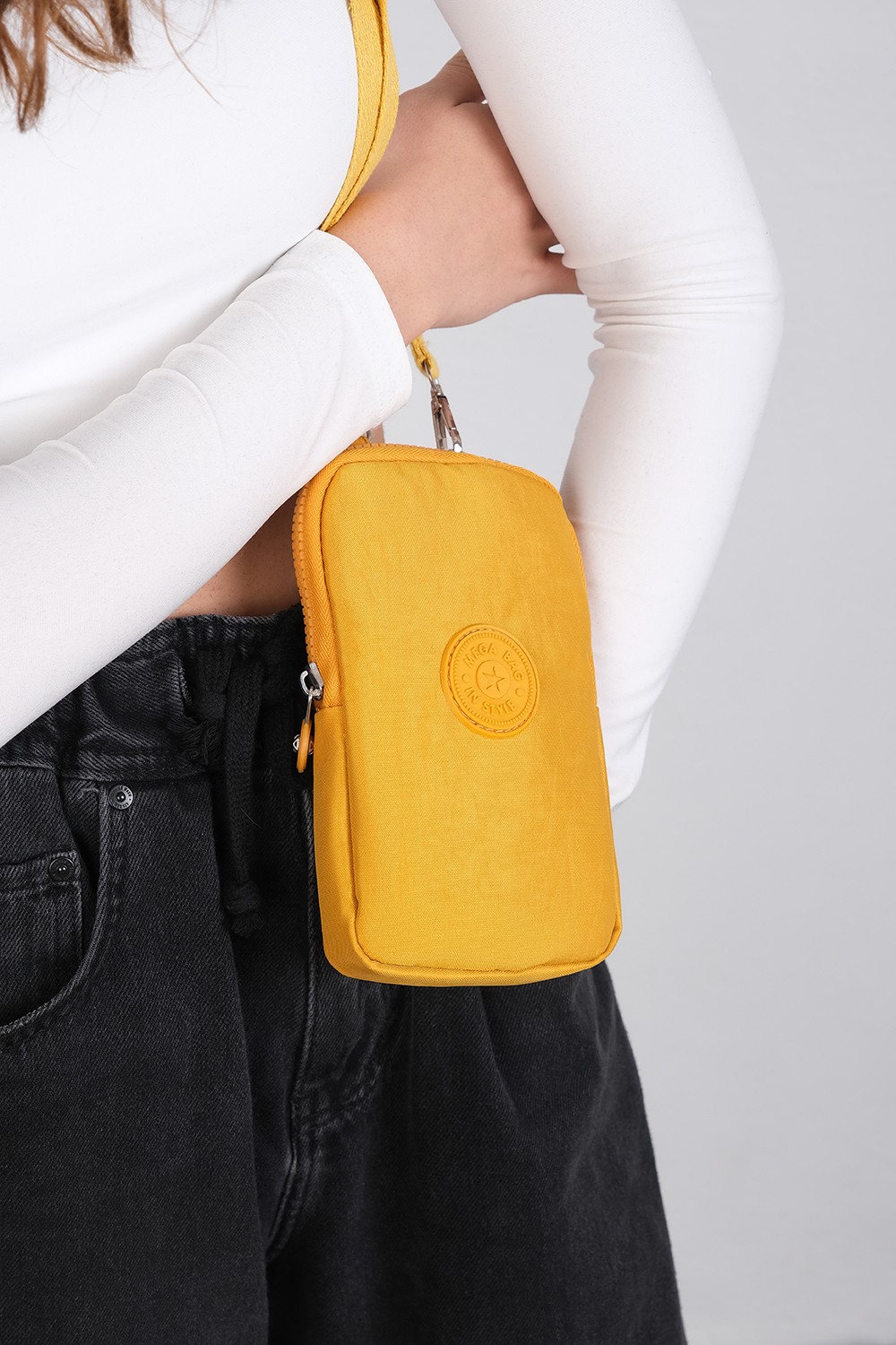 Mega Bag M 226 Mega Bag Krinkıl Kumaş Küçük Omuz Çantası, Telefonluk görsel 5