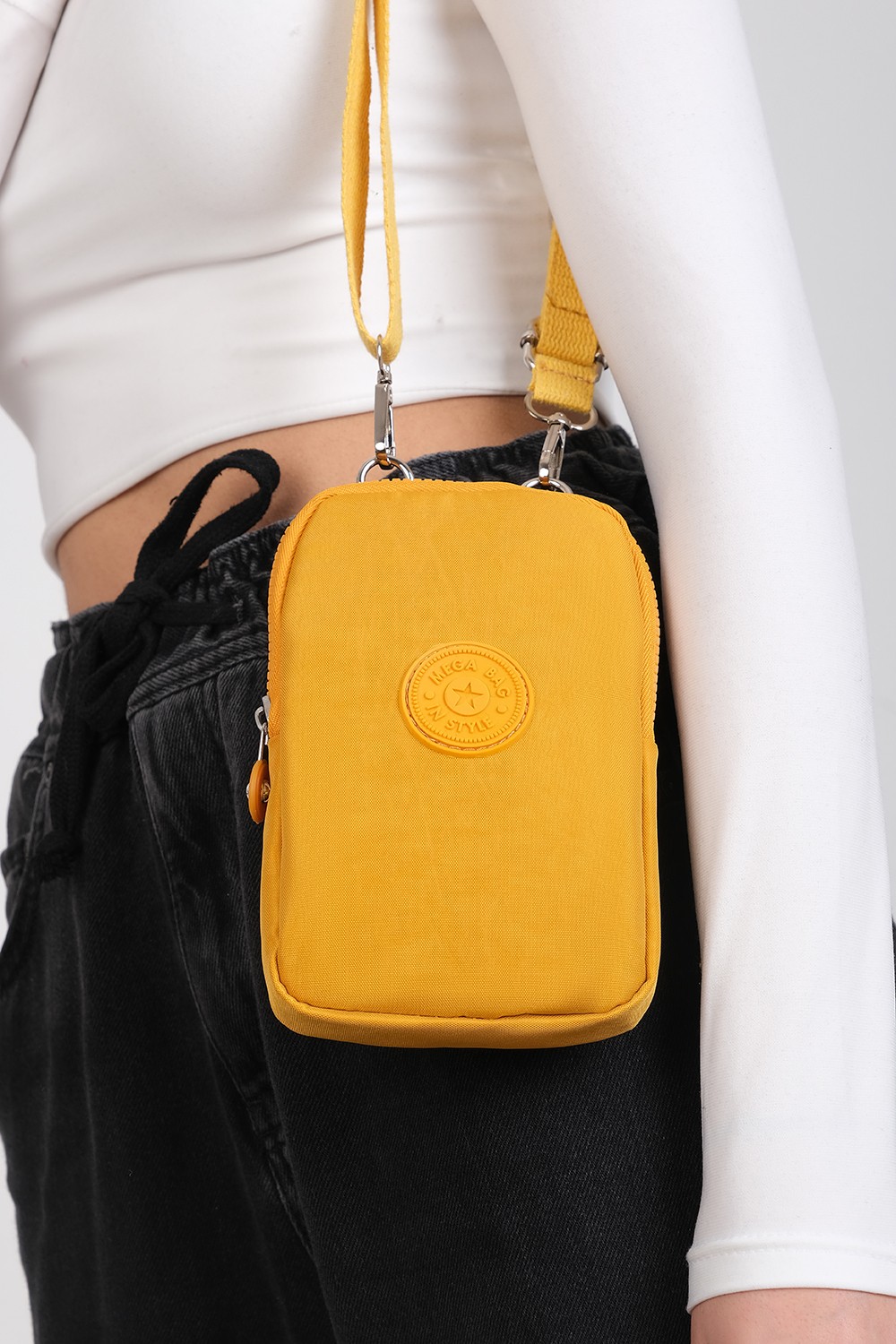 Mega Bag M 226 Mega Bag Krinkıl Kumaş Küçük Omuz Çantası, Telefonluk görsel 6