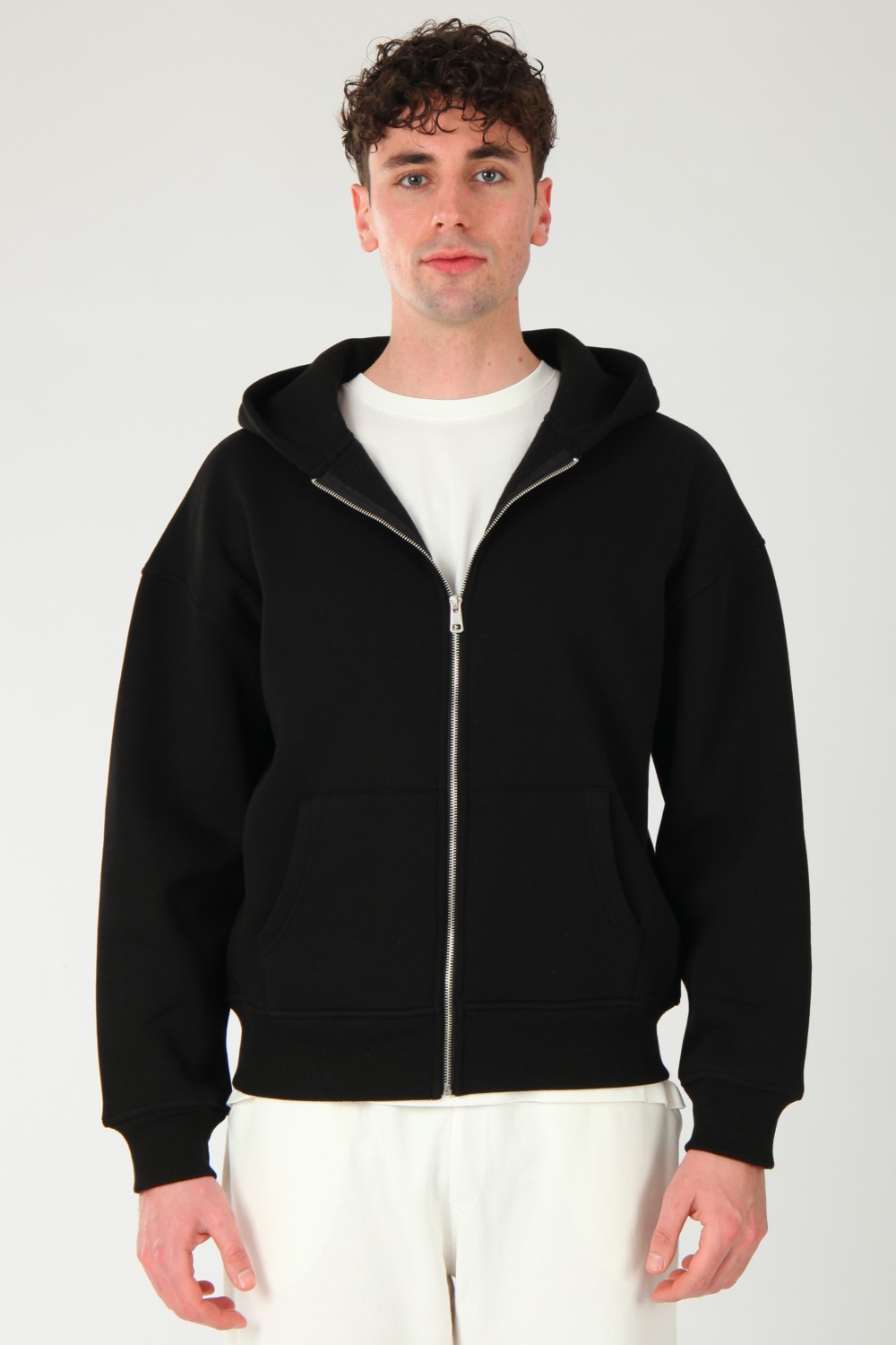 Coredra Basic Erkek Oversize Fit Kapüşonlu ve Fermuarlı Üst