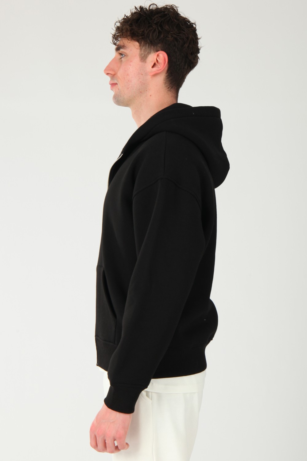 Coredra Basic Erkek Oversize Fit Kapüşonlu ve Fermuarlı Üst görsel 3