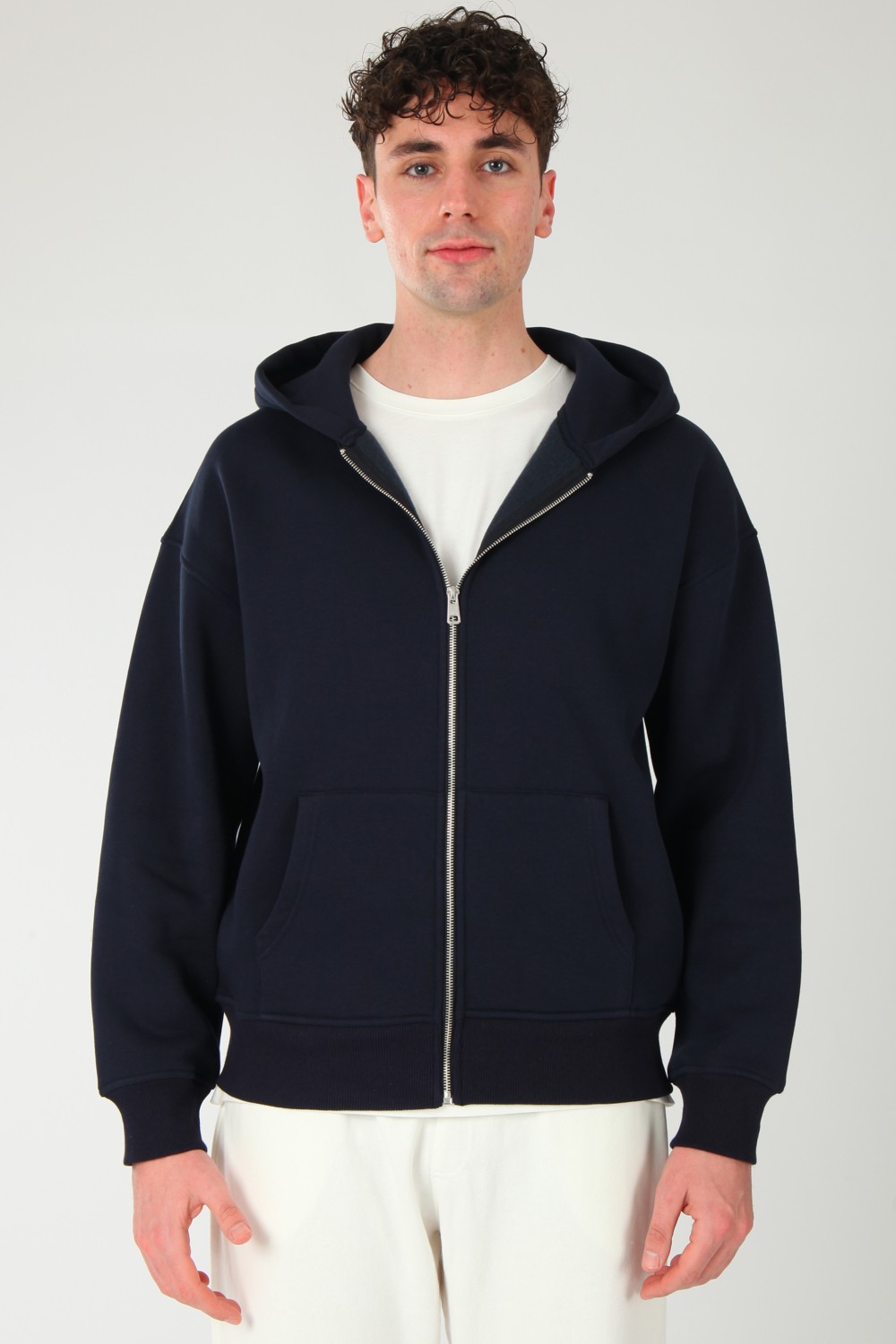 Coredra Basic Erkek Oversize Fit Kapüşonlu ve Fermuarlı Üst görsel 6