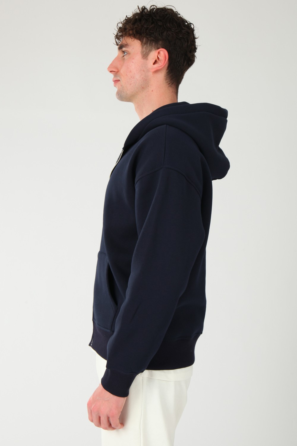 Coredra Basic Erkek Oversize Fit Kapüşonlu ve Fermuarlı Üst görsel 7