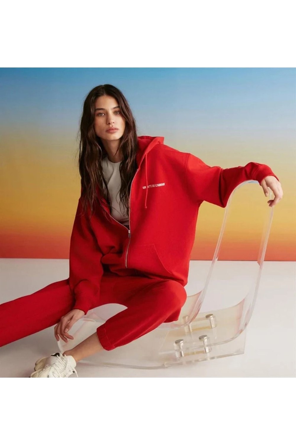 Grimelange Ametıs Kadın Nakış Yazı Detaylı Organik Pamuk Oversize Kapüşonlu Siyah Sweatshirt görsel 8