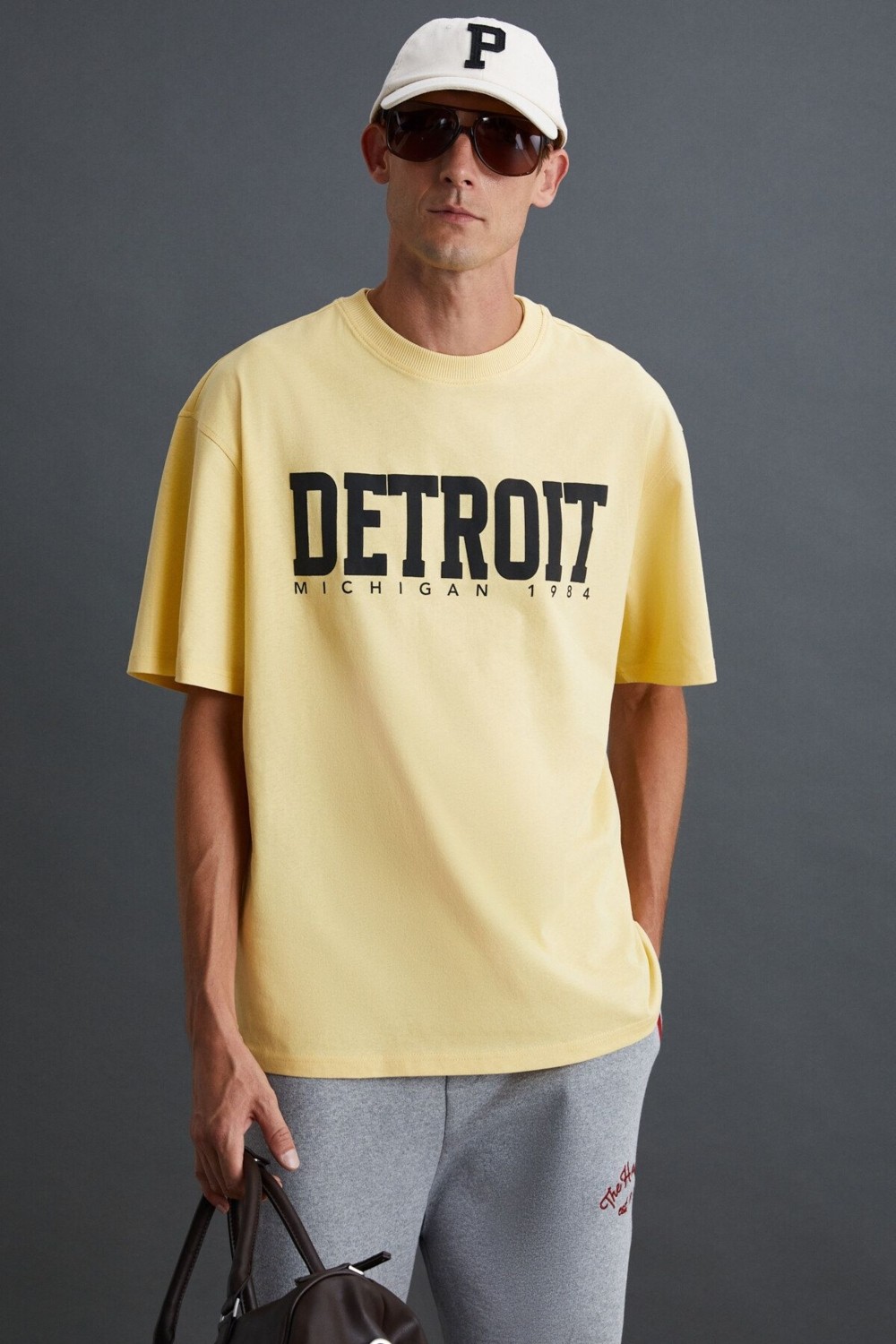 Grimelange Atlanta Erkek %100 Pamuklu Kısa Kollu Baskı Detaylı Lacivert T-Shirt