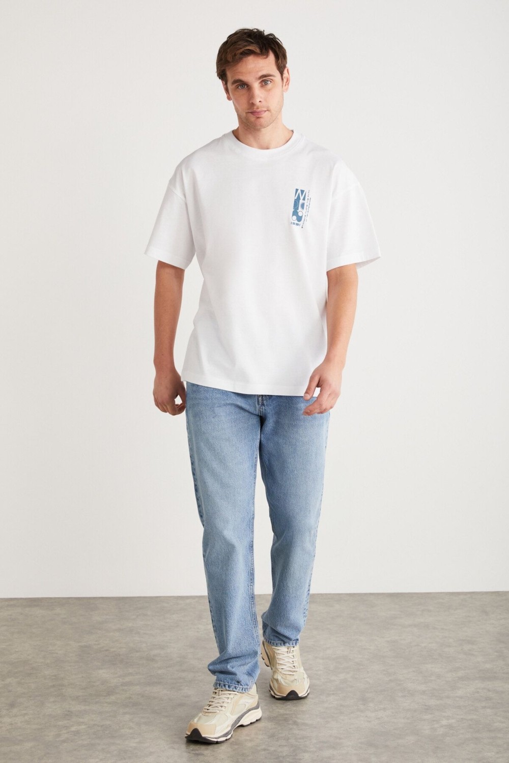 Grimelange Antonıo Erkek Baskı Detaylı %100 Organik Pamuk Örme Oversize Yeşil T-shirt görsel 8