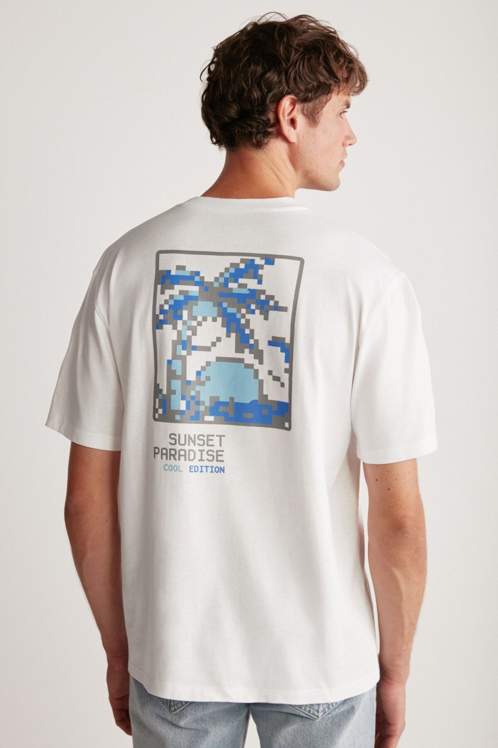 Grimelange Arnaldo Erkek Beyaz Regular T-shirt Kısa Kol Günlük Stil %100 Pamuk
