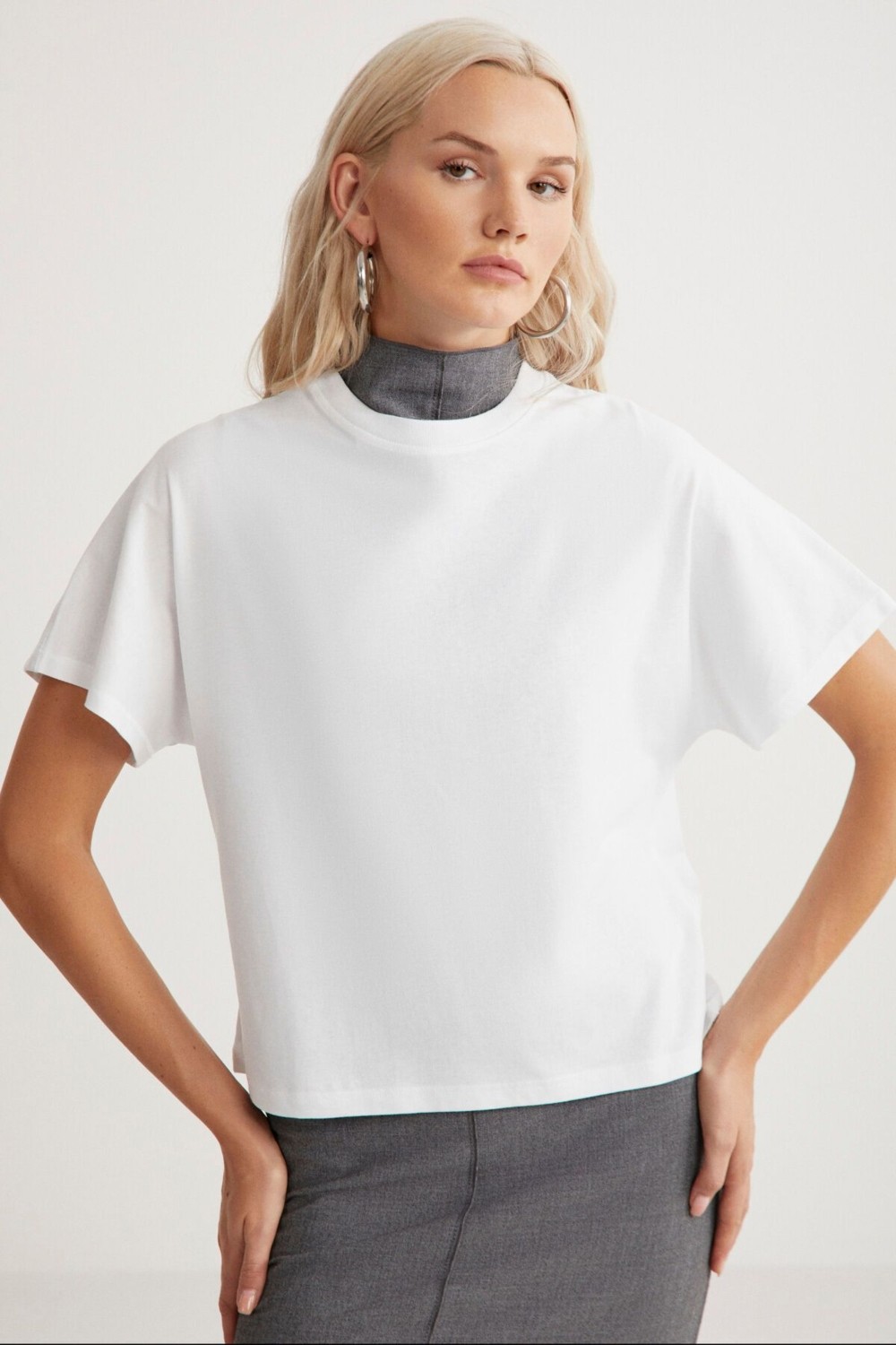 Grimelange Lottıe Kadın %100 Organik Pamuklu Regular Kalıp Bisiklet Yaka Basic Kısa Kollu Siyah T-shirt