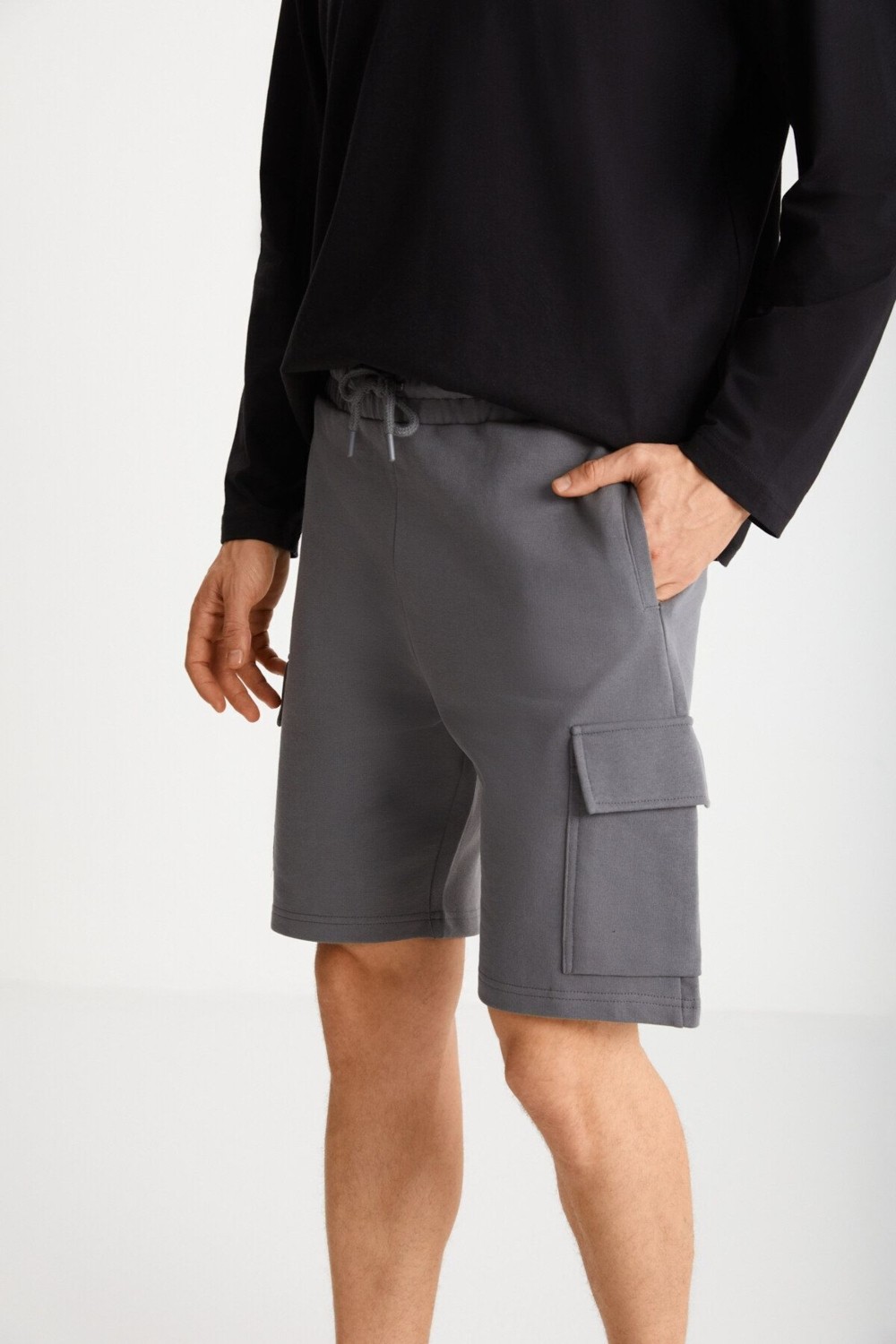 Grimelange Lıonel Erkek Kargo Cepli Beli Lastikli Comfort Fit Haki Şort