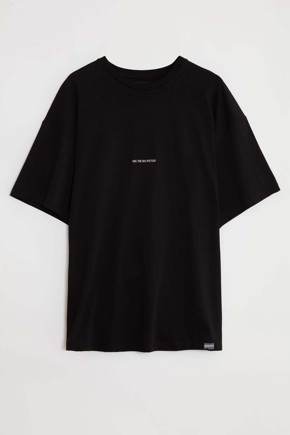 Grimelange Rıver Erkek Nakış Işlemeli Oversize %100 Organik Pamuk Örme Haki T-shirt