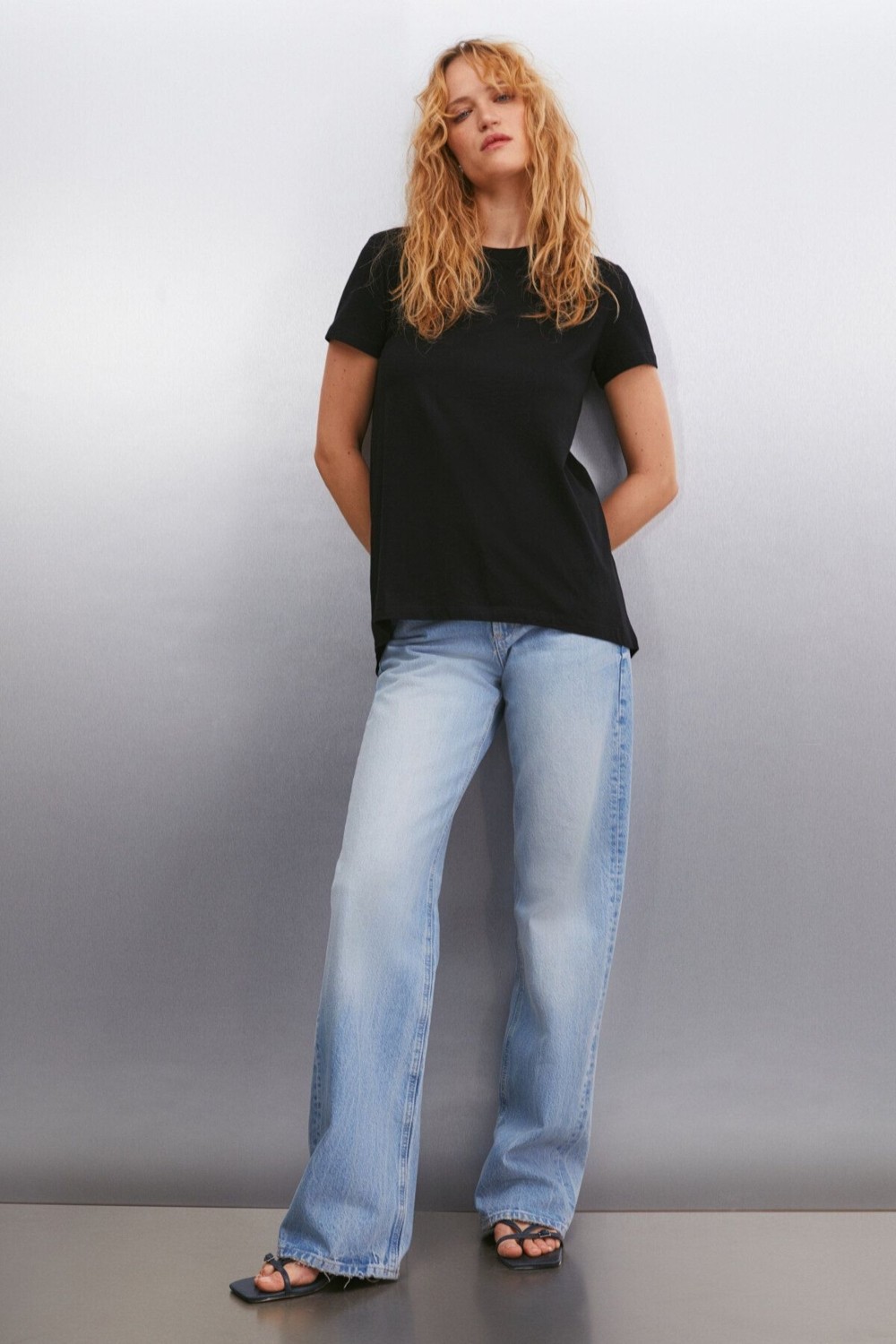 Grimelange Samantha Kadın %100 Organik Pamuklu Comfort Fit Arkası Uzun Basic Örme Beyaz T-shirt görsel 8