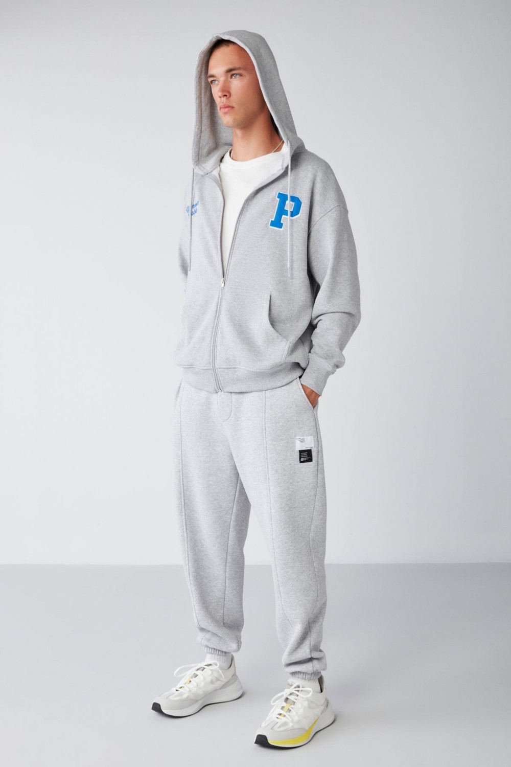 Grimelange ROWAN Erkek Organik Pamuklu Relaxed Fit İçi Polarlı Süs etiketli Jogger Gri Eşofman Altı görsel 7