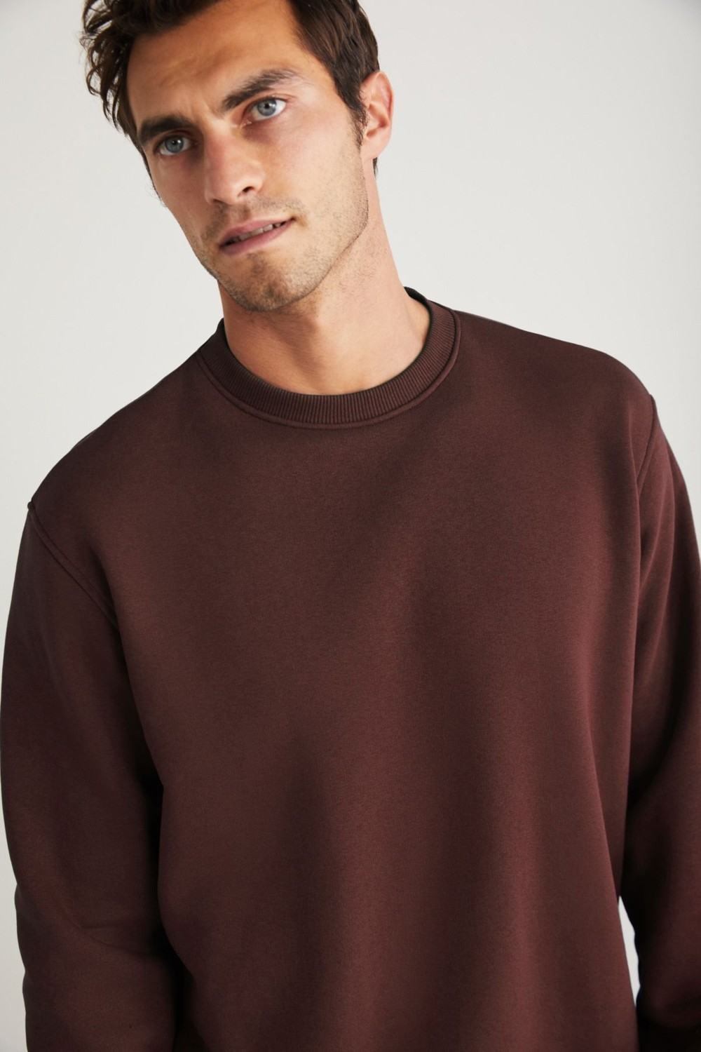 Grimelange TRAVIS Erkek Organik Kumaşlı Yumuşacık Regular Fit Yuvarlak Yakalı Kahverengi Sweatshirt görsel 4