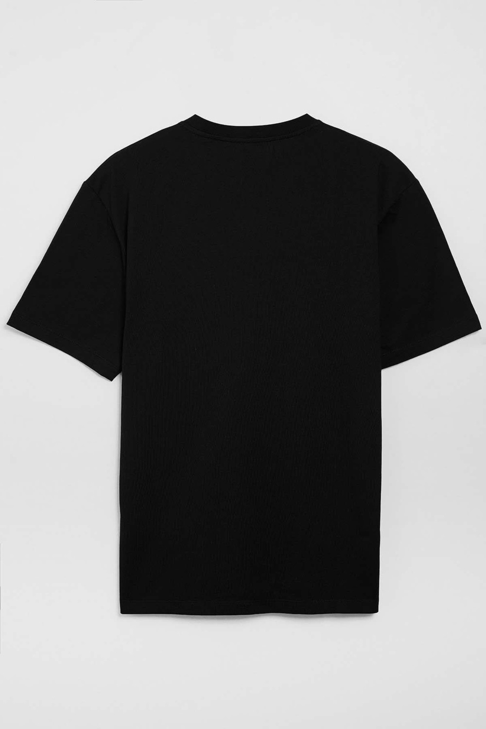 Grimelange Solo Erkek %100 Organik Pamuklu Kalın Dokulu Comfort Fit Bisiklet Yakalı Siyah T-shirt görsel 2