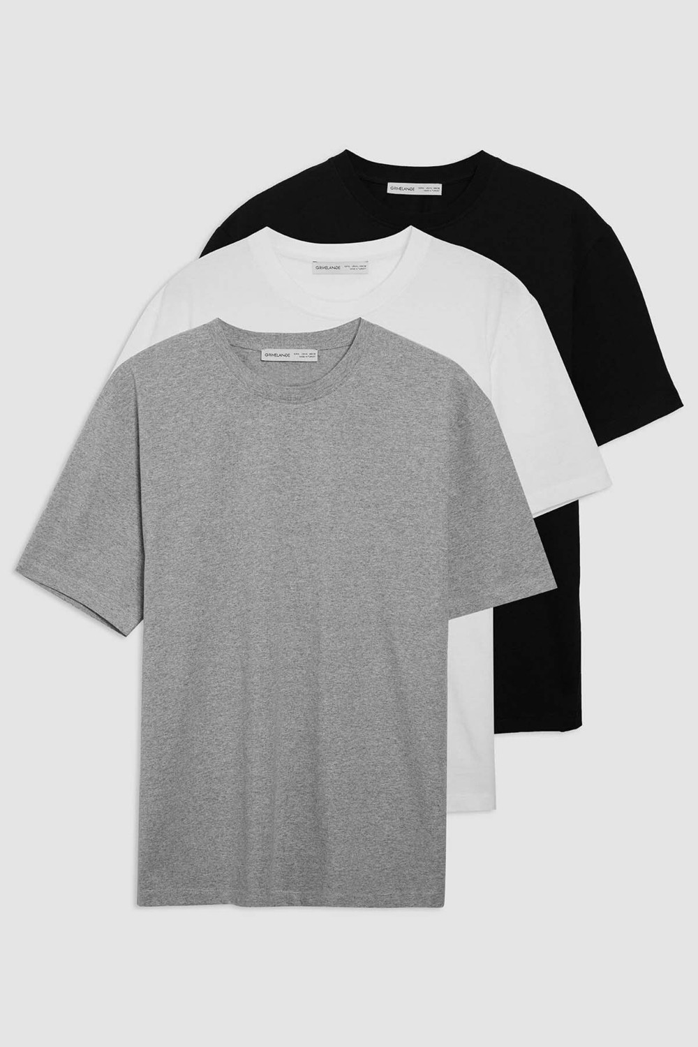 Grimelange Cultıvated Erkek 3'lü Kalın Dokulu Regular %100 Organik Pamuk Çok Renkli T-shirt