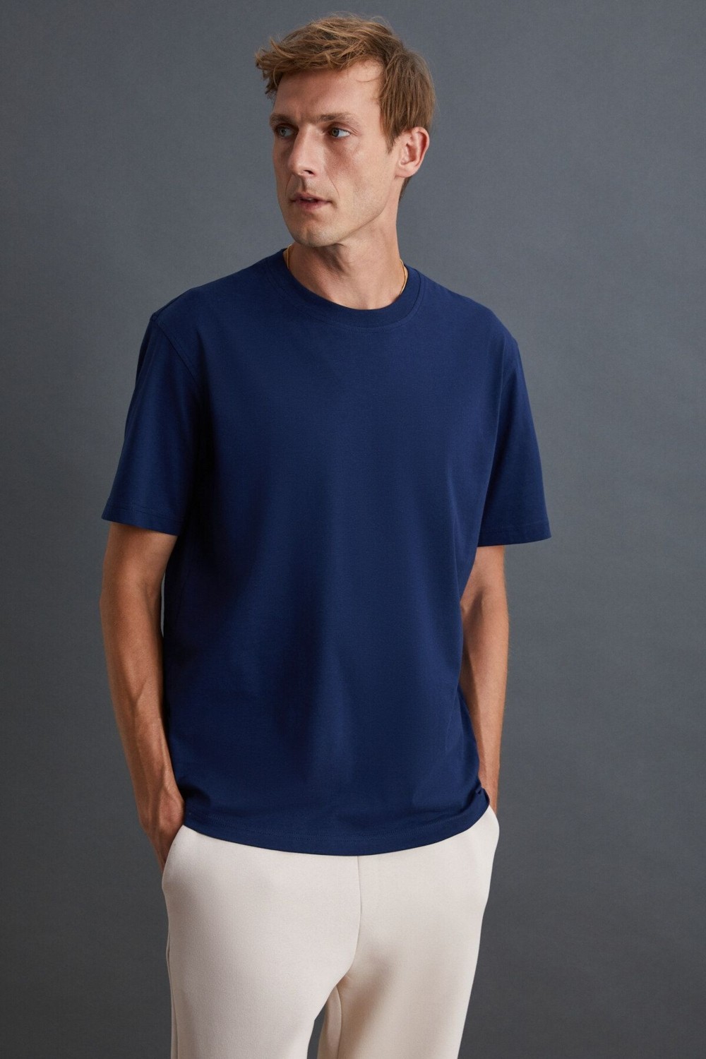 Grimelange Solo Erkek %100 Organik Pamuklu Kalın Dokulu Comfort Fit Bisiklet Yakalı Siyah T-shirt