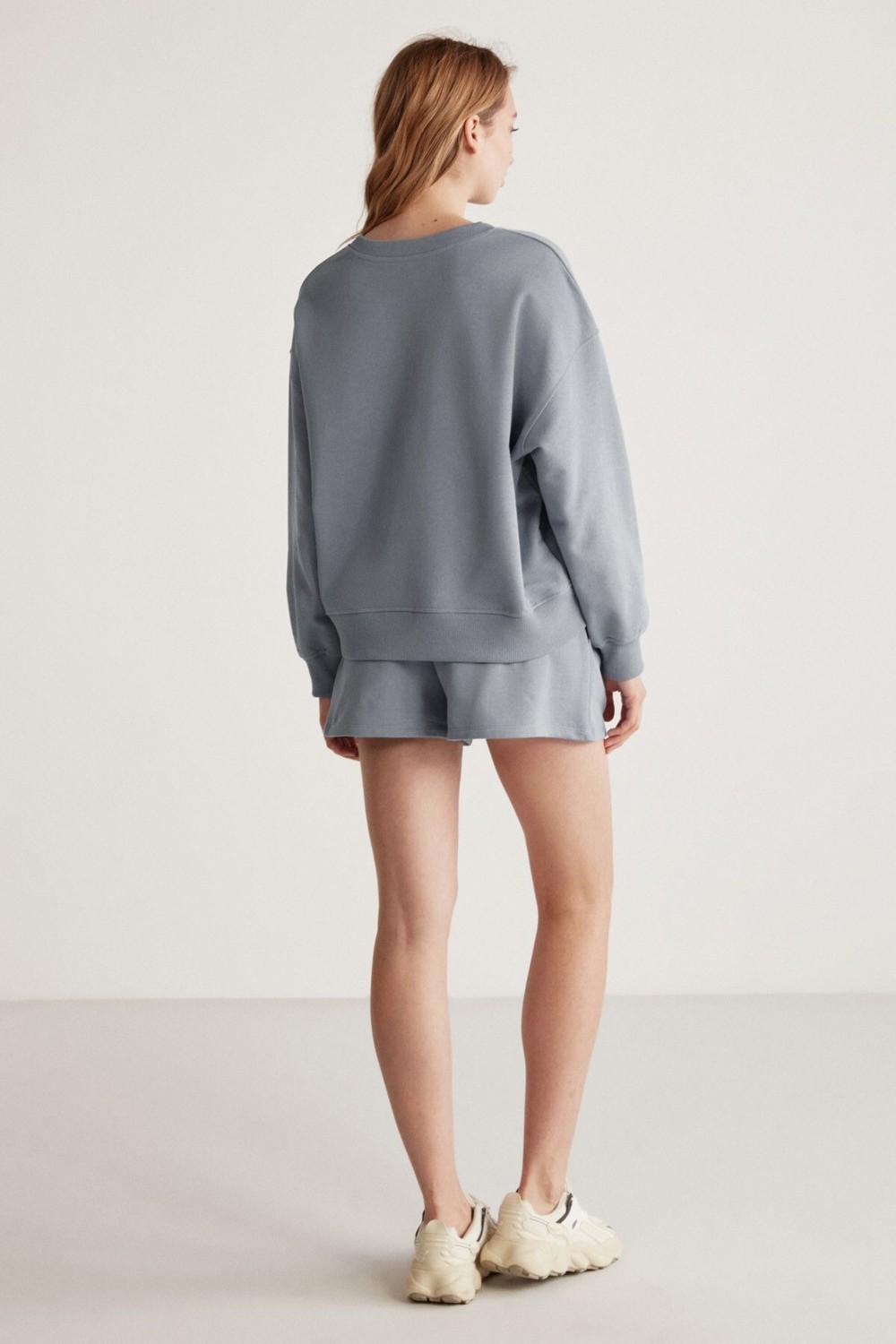 Grimelange Jennıfer Kadın Organik Pamuklu Nakışlı Yuvarlak Yakalı Oversize Kırmızı Sweatshirt görsel 5