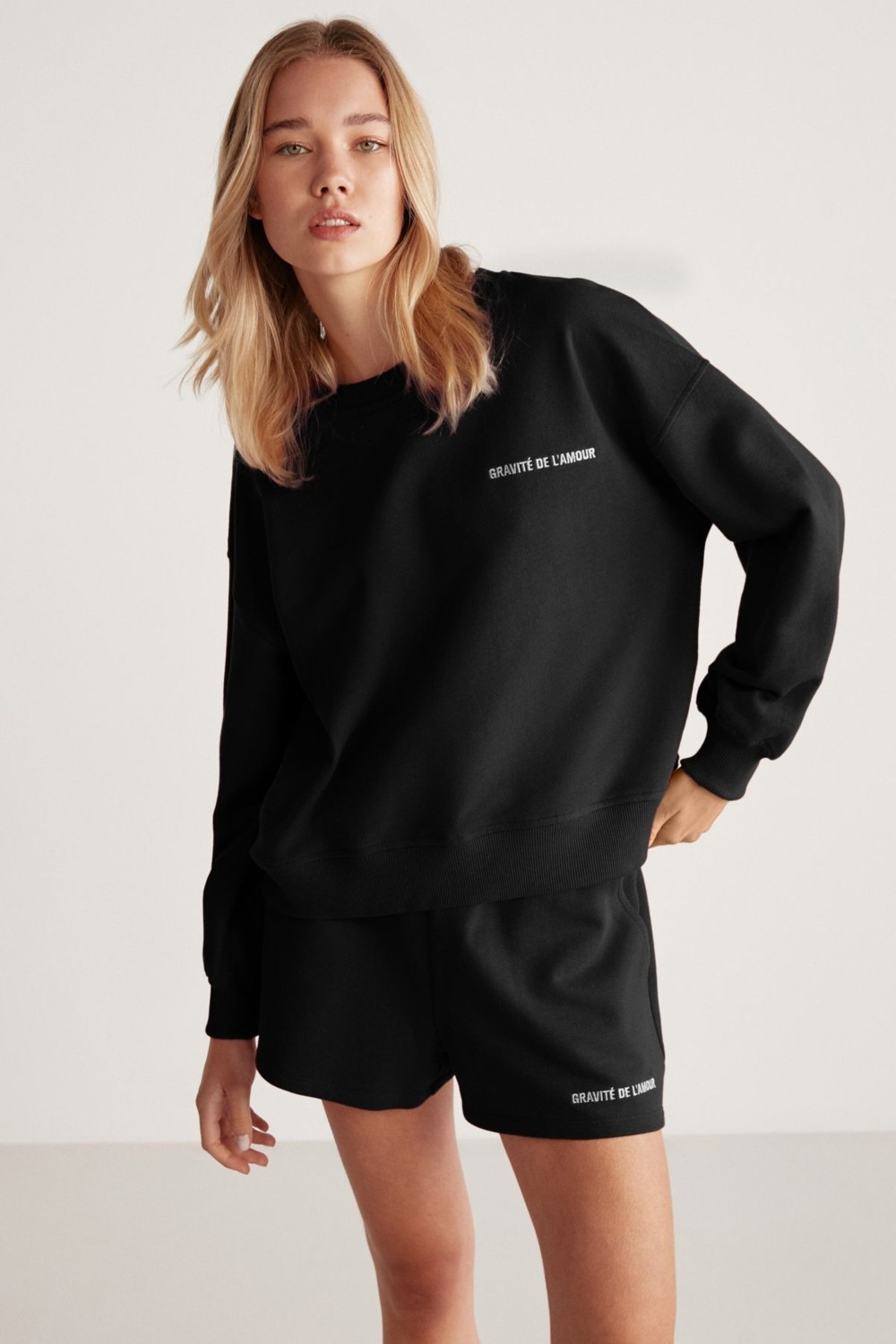 Grimelange Jennıfer Kadın Organik Pamuklu Nakışlı Yuvarlak Yakalı Oversize Kırmızı Sweatshirt