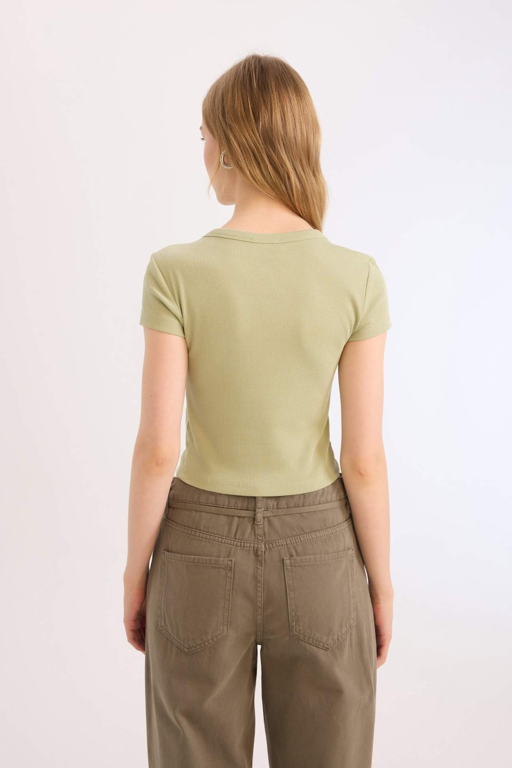 DeFacto Fitted Basic Fitilli Kaşkorse Tişört E0287AX25SM görsel 5