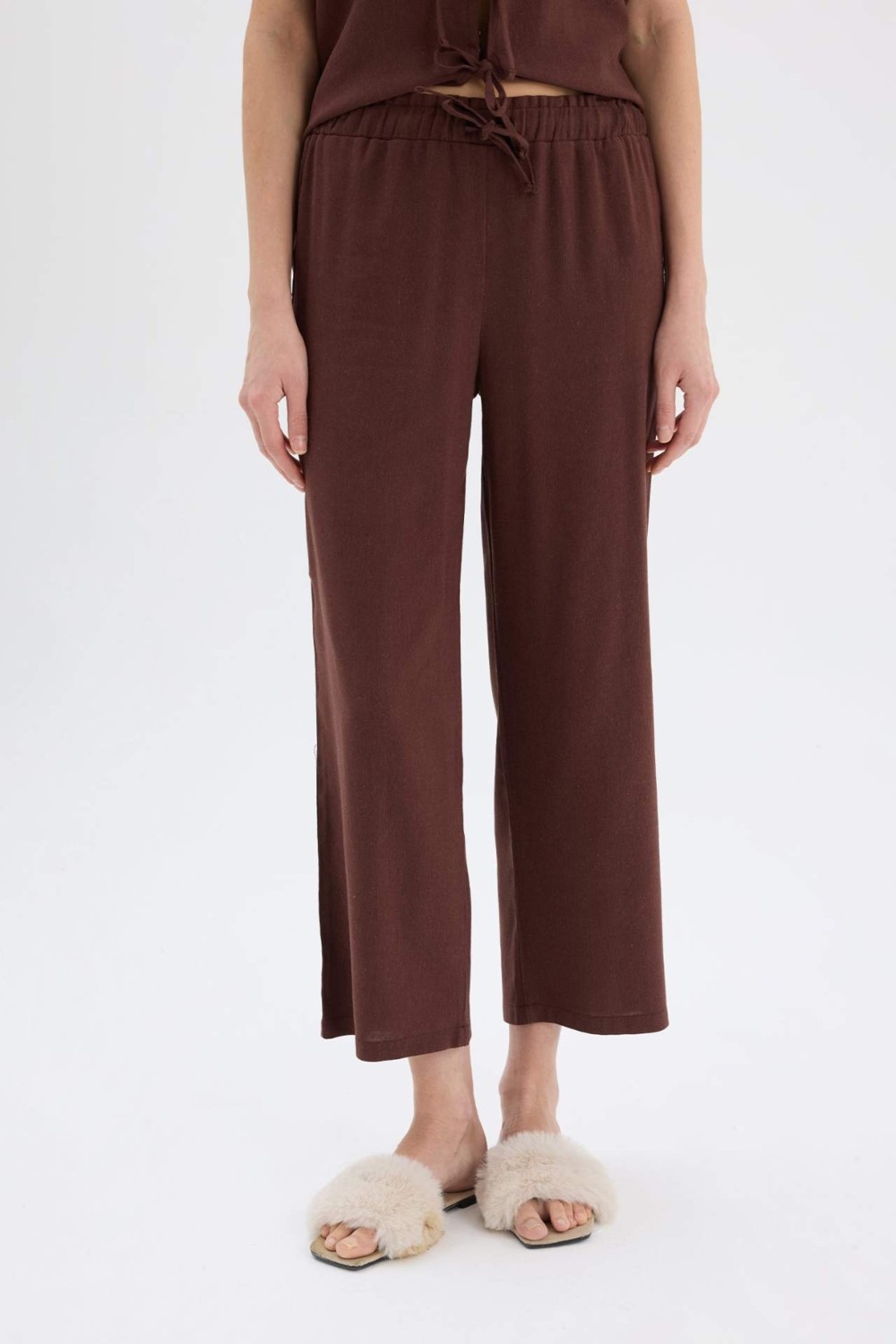 DeFacto Keten Kısa Kollu Üst Beli Lastikli Alt Pijama Takımı E3571AX25SP görsel 5