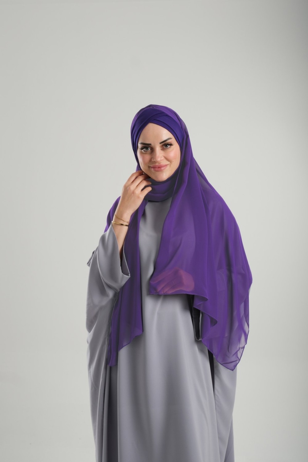 Hürrem Bone Mor Pratik Hazır Geçmeli Bone Şal Şifon Kendinden Boneli Iki Bantlı 1452_22
