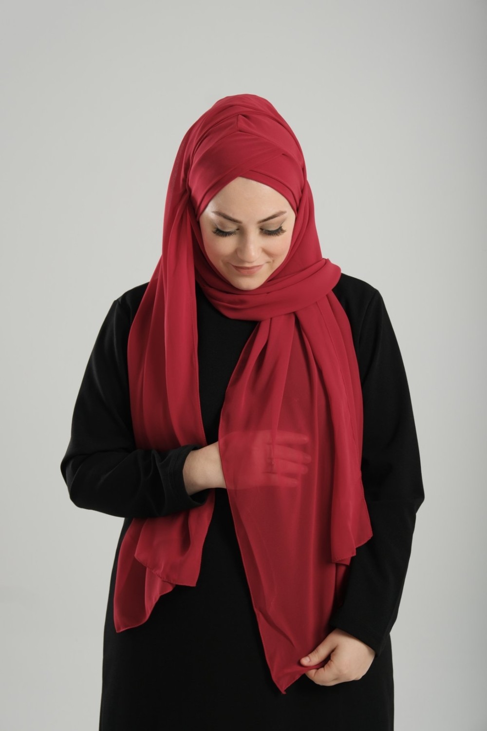 Hürrem Bone Mor Pratik Hazır Geçmeli Bone Şal Şifon Kendinden Boneli Iki Bantlı 1452_22 görsel 7