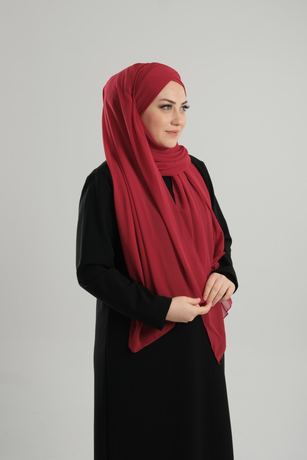 Hürrem Bone Mor Pratik Hazır Geçmeli Bone Şal Şifon Kendinden Boneli Iki Bantlı 1452_22 görsel 8