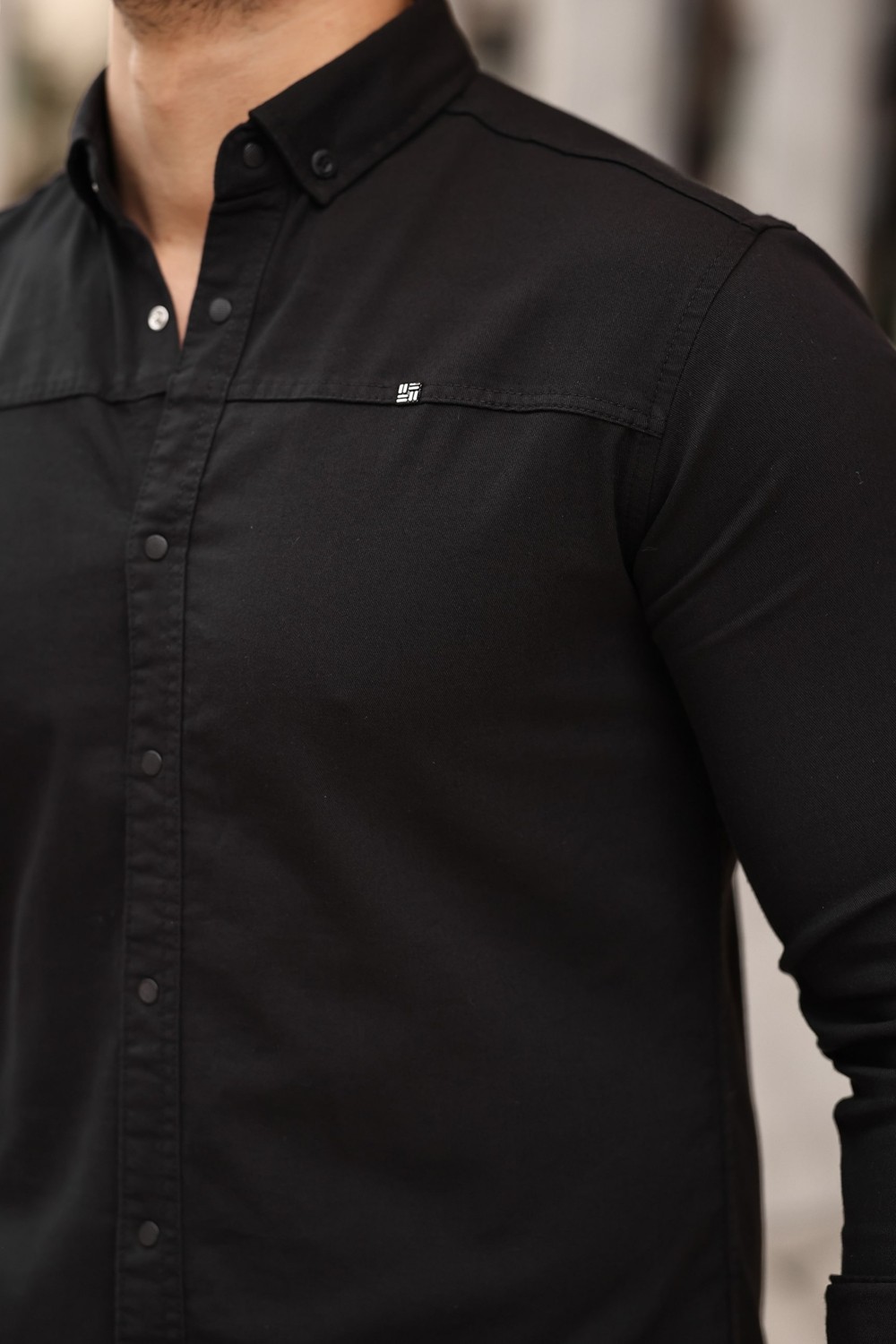 Comstar Düz Çıtçıtlı Slim Fit Kot Gömlek görsel 2