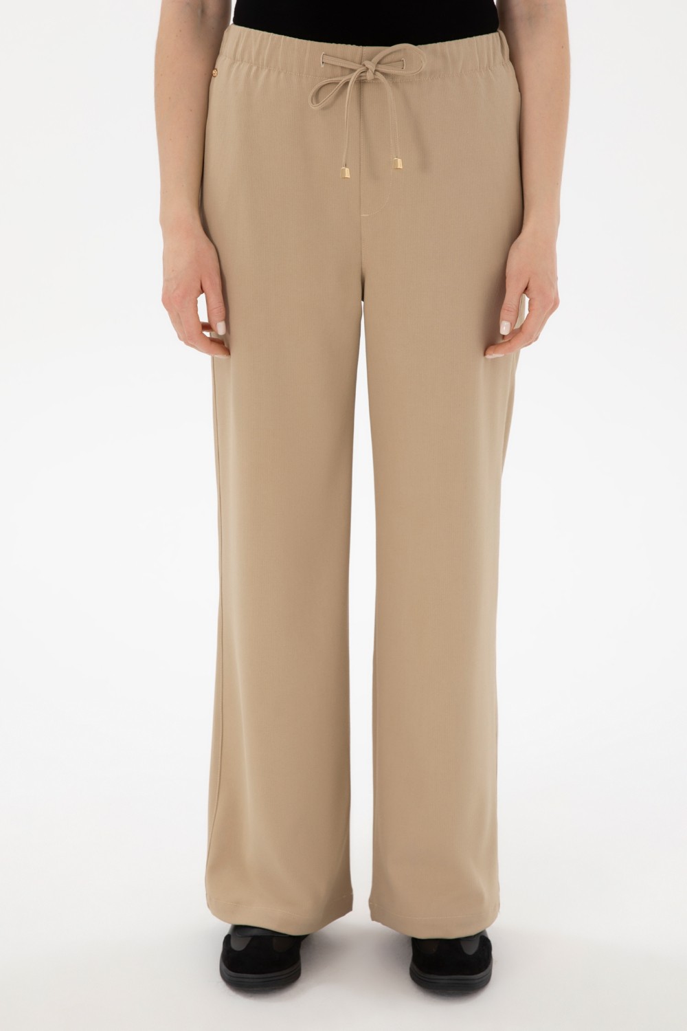 U.S. Polo Assn. Kadın Açık Haki Loose Relax Fit Kanvas Pantolon 50290877-VR183 görsel 2