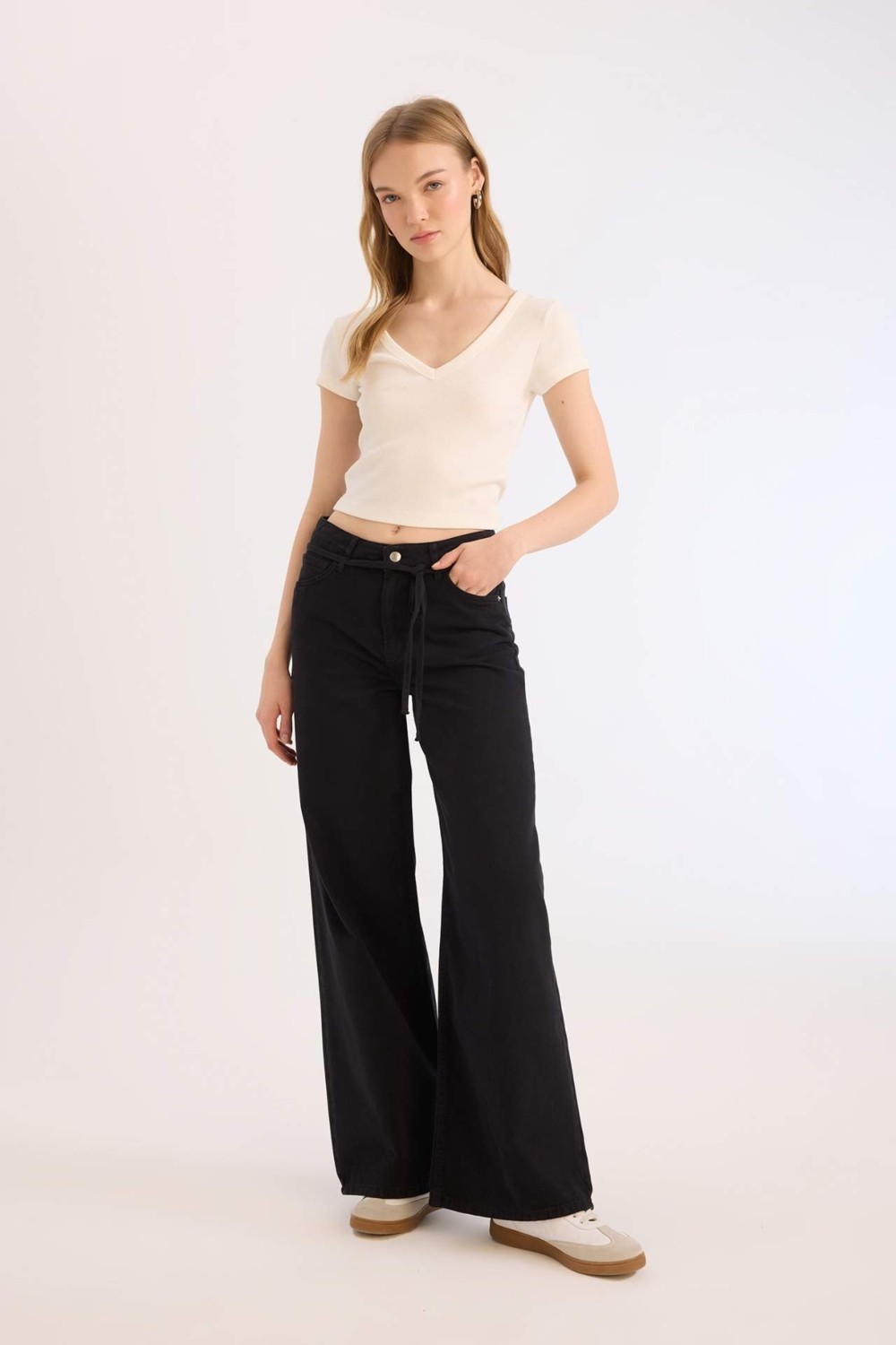 DeFacto Fitted Fitilli Kaşkorse Basic Tişört E0290AX25SM görsel 2