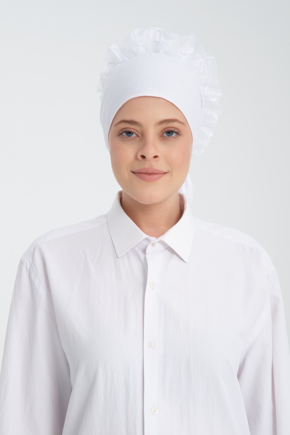 Wega Moda Dikişli Bone, %100 Pamuk Bone, Geniş Hacimli Bağlamalı Bone, Dikişli Penye Bone, Tesettür Bon. Fırfırlı Bone görsel 4