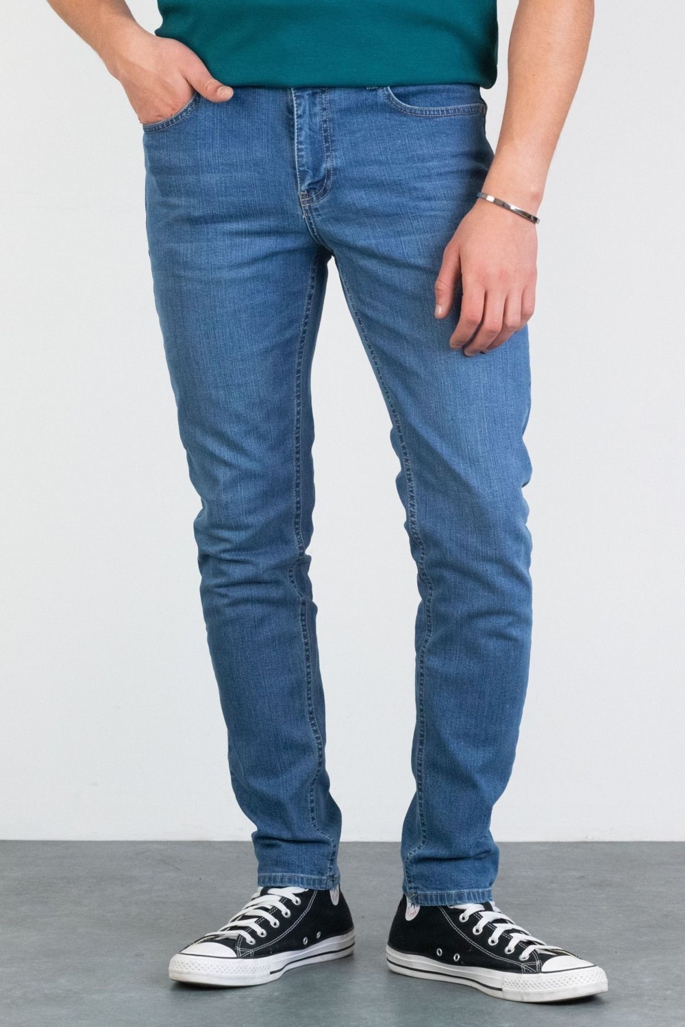 Halat's Erkek Robert Petrol Yeşili Taşlamalı Slim Fit Likralı Jean Kot Pantolon görsel 3